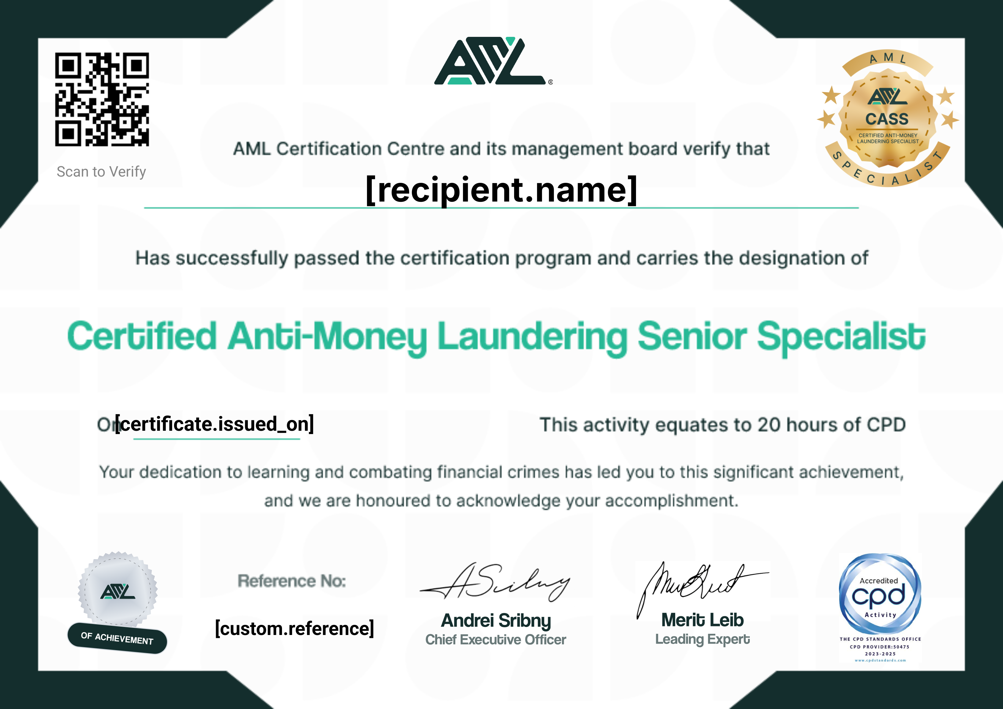 Certified AML Senior Specialist certificate thumbnail