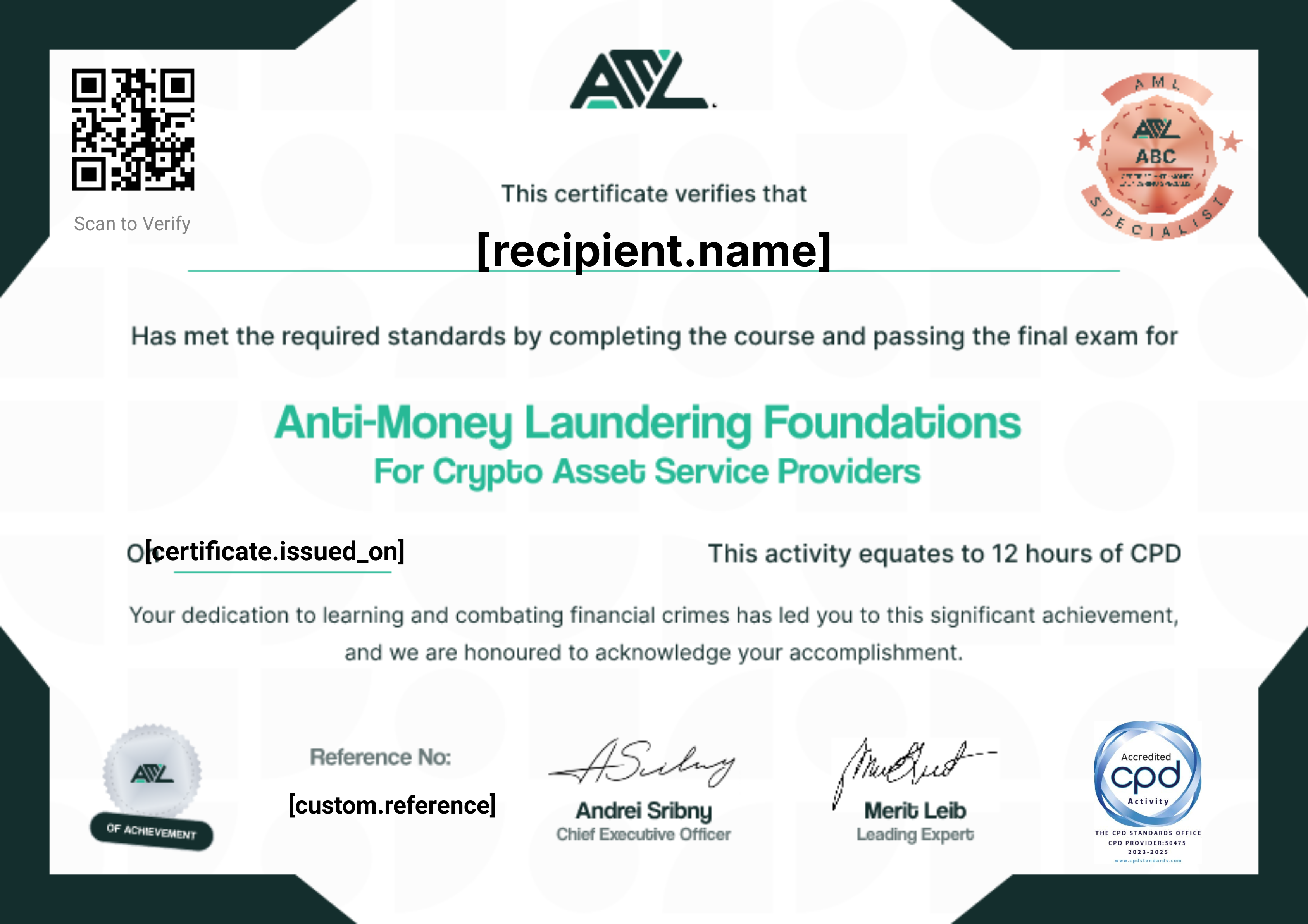 AML Foundations for Crypto certificate
