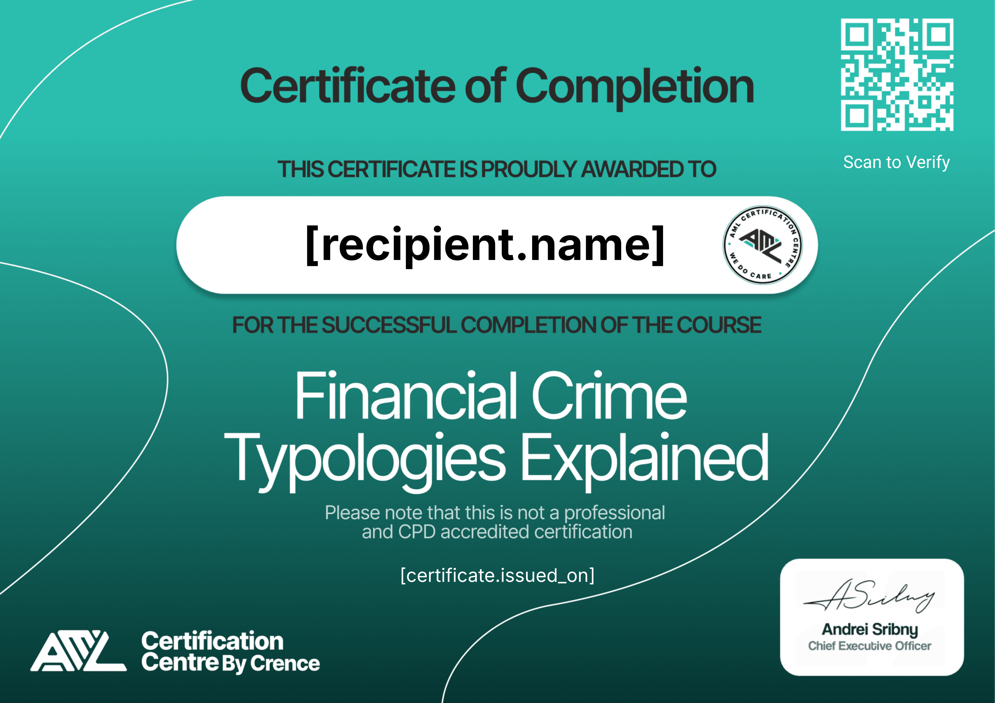 micro-course Financial Crime Typologies Explained certificate