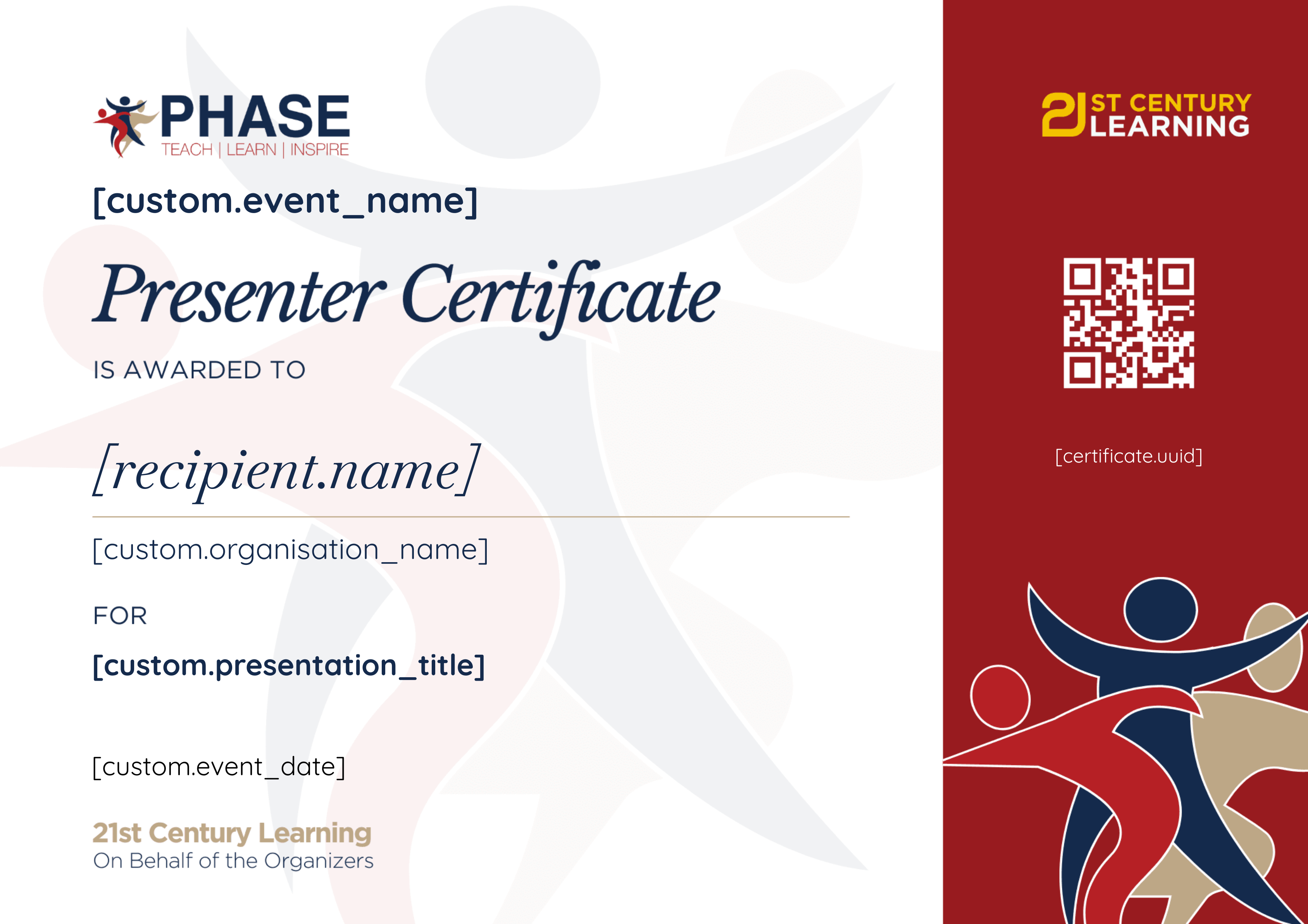 PHASE Conference Presenter certificate