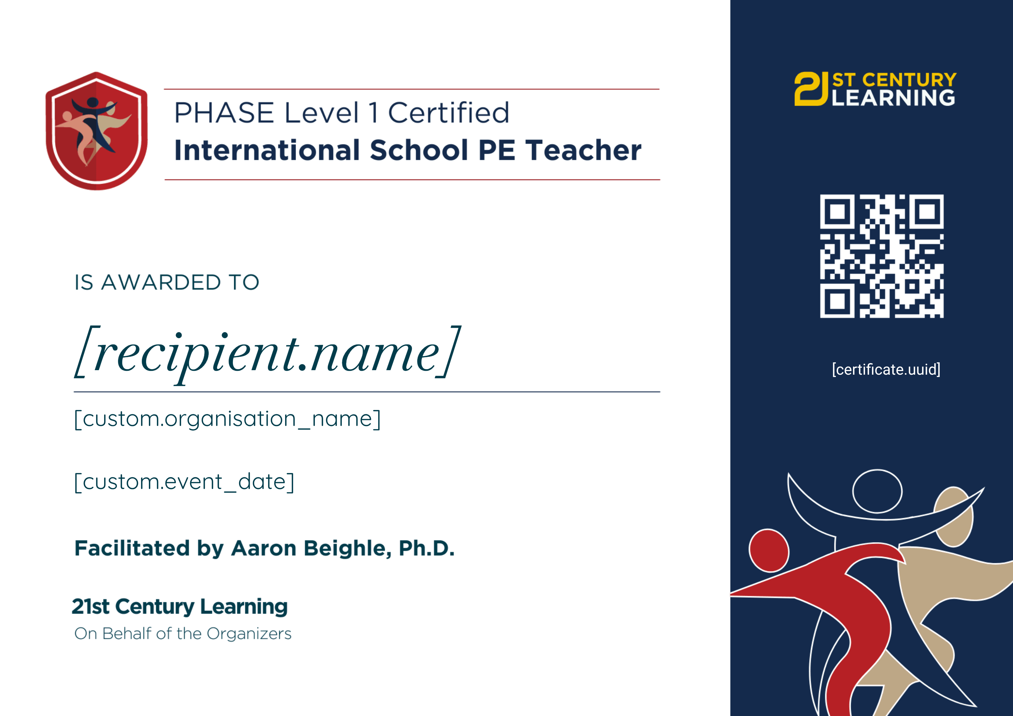 PHASE Level 1 Certified: International School PE Teacher certificate