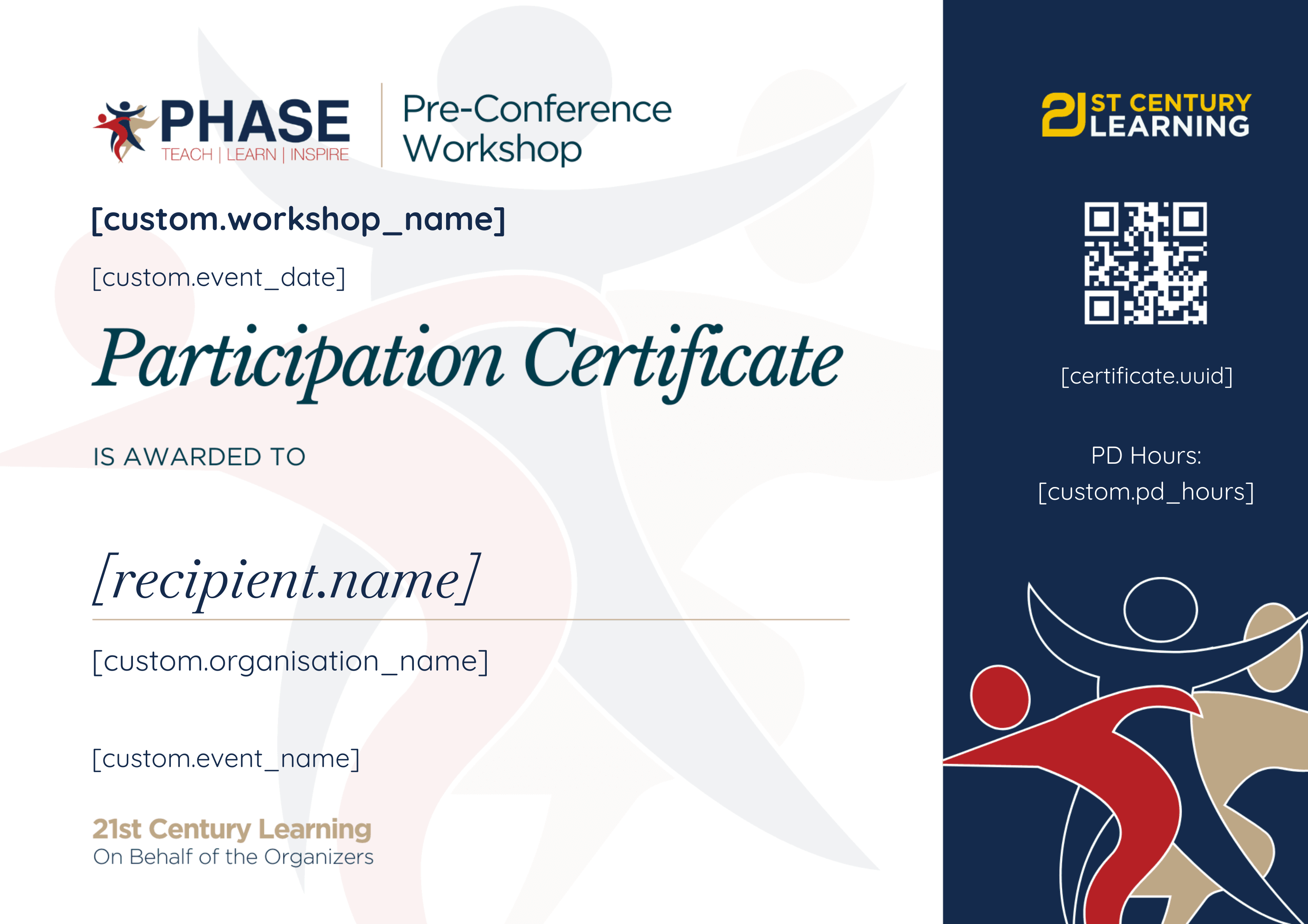PHASE Pre-Conference Participant certificate