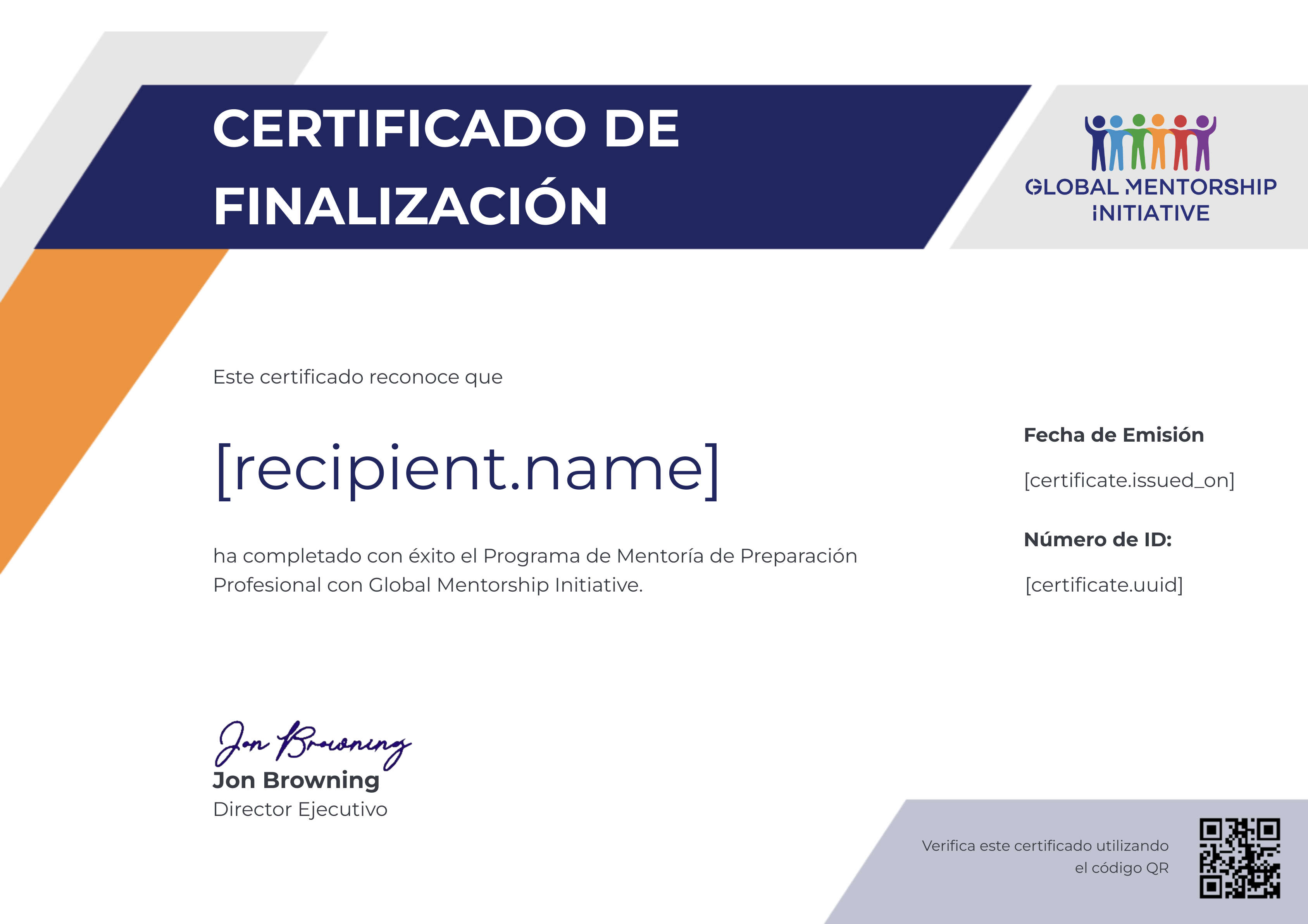 Student Spanish Program certificate