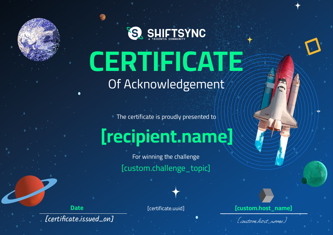 Winning a ShiftSync Challenge certificate