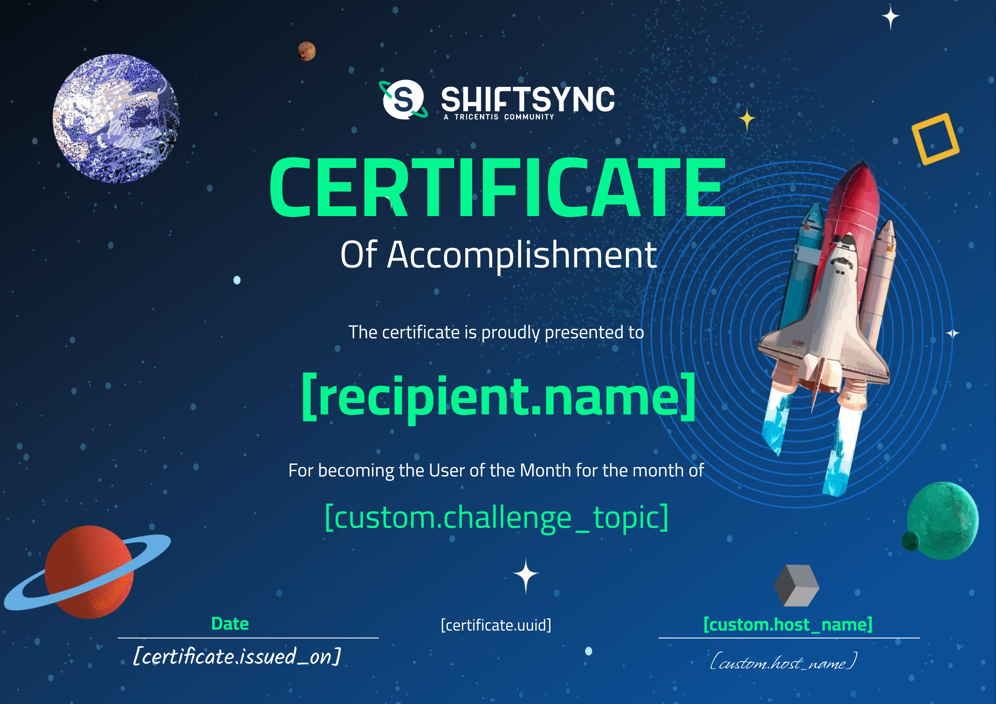 Winning ShiftSync User of the Month certificate