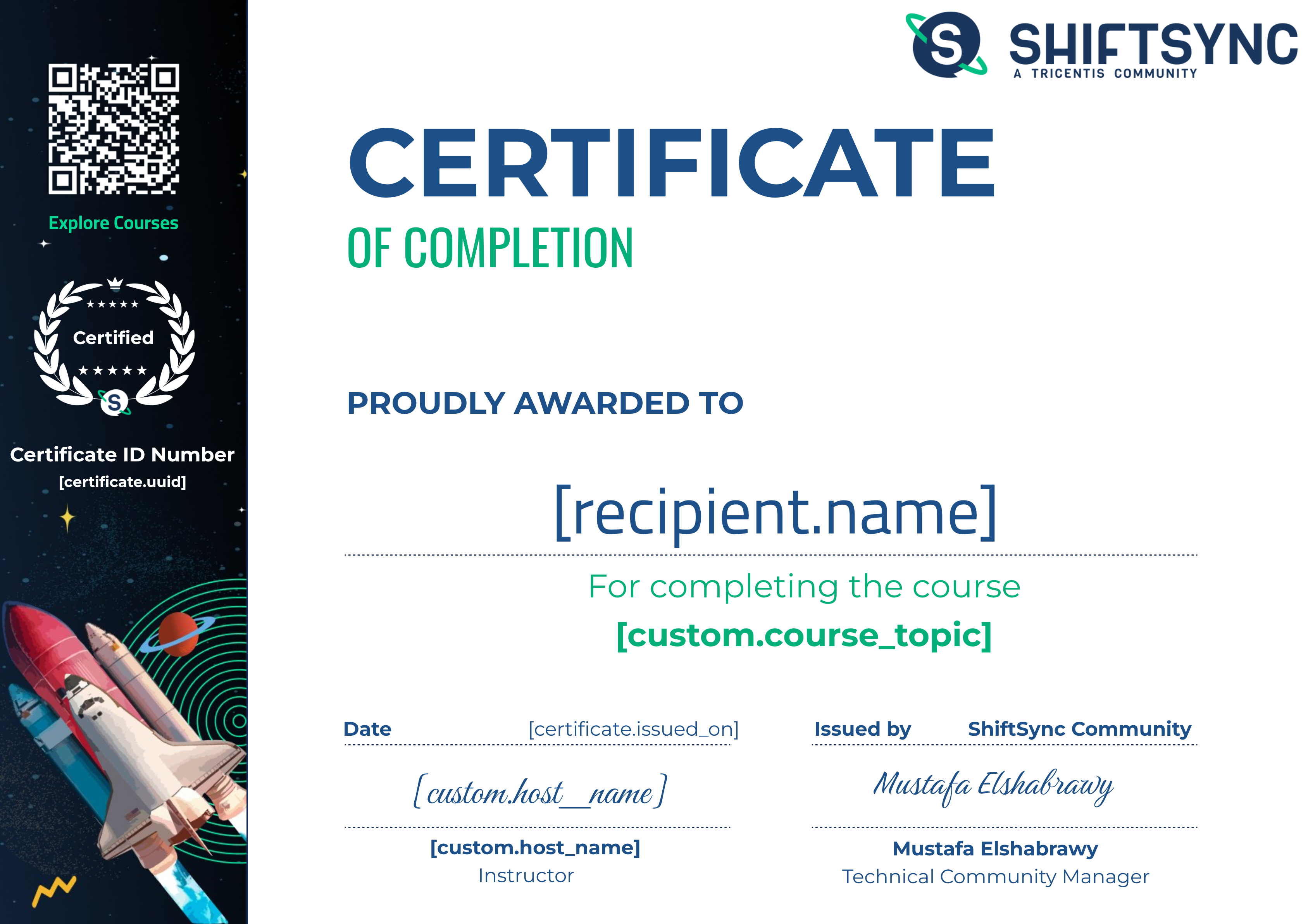 Completing a ShiftSync Course certificate