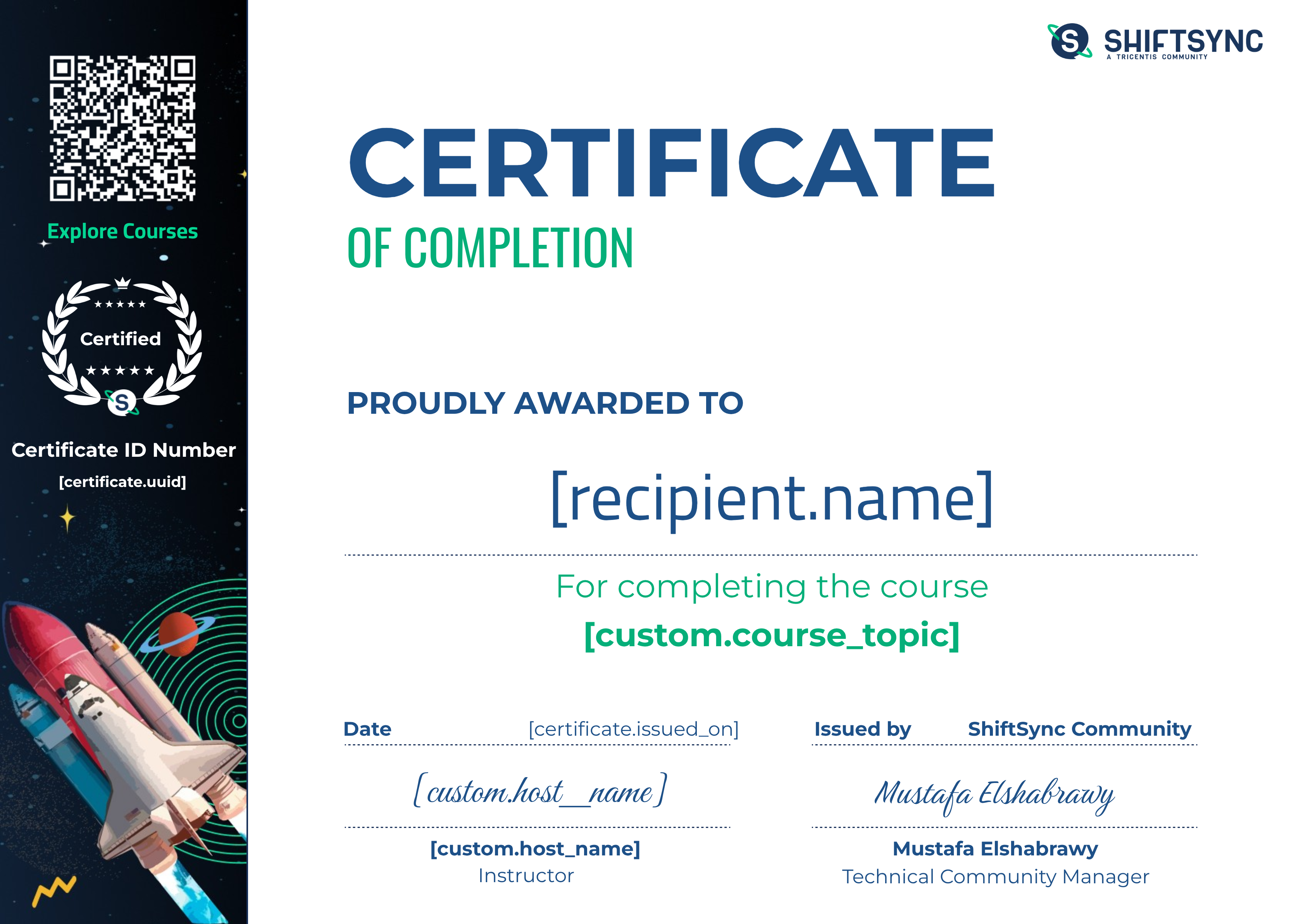 Completing a ShiftSync Course certificate