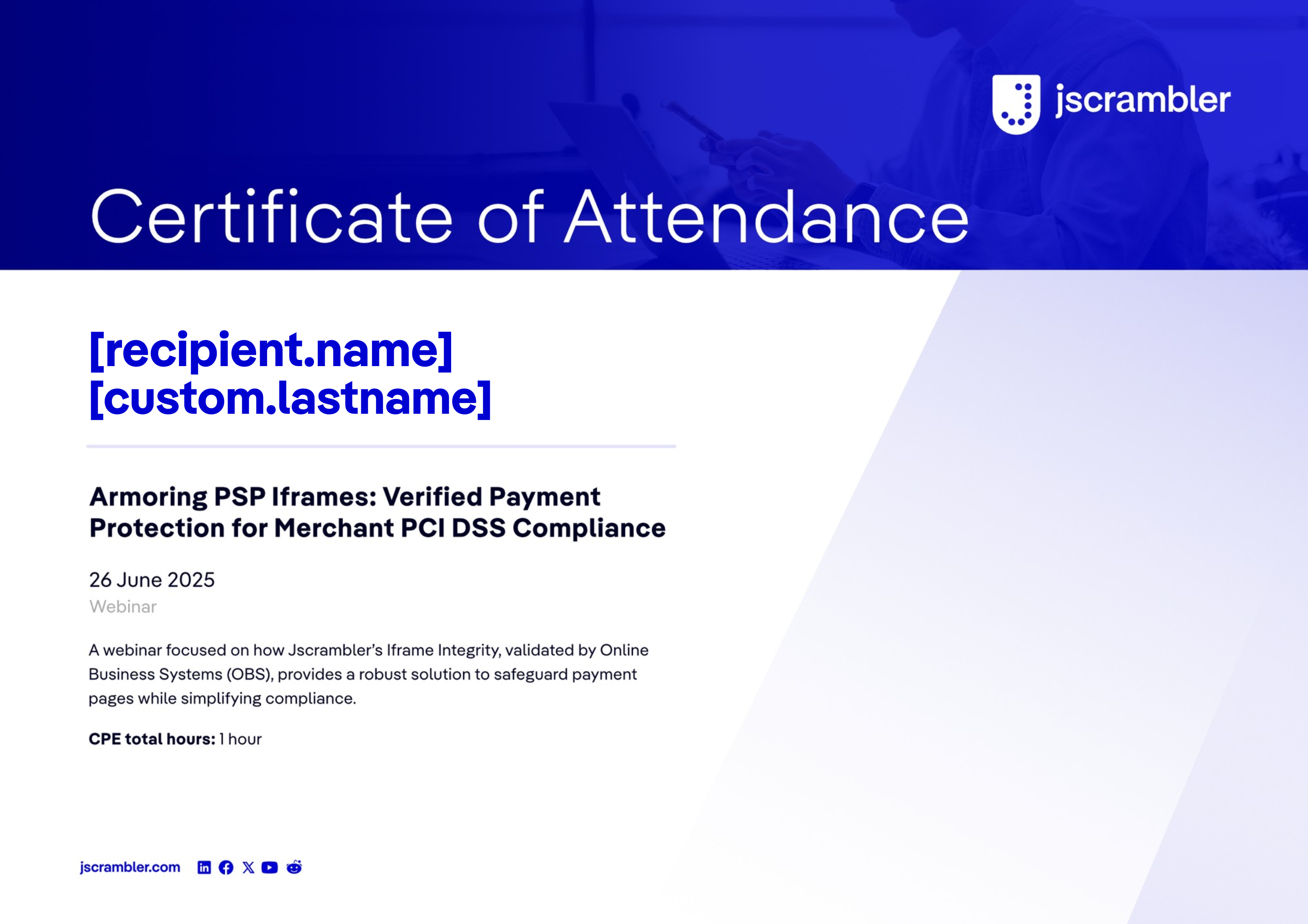 Armoring PSP Iframes: Verified Payment Protection for Merchant PCI DSS Compliance certificate