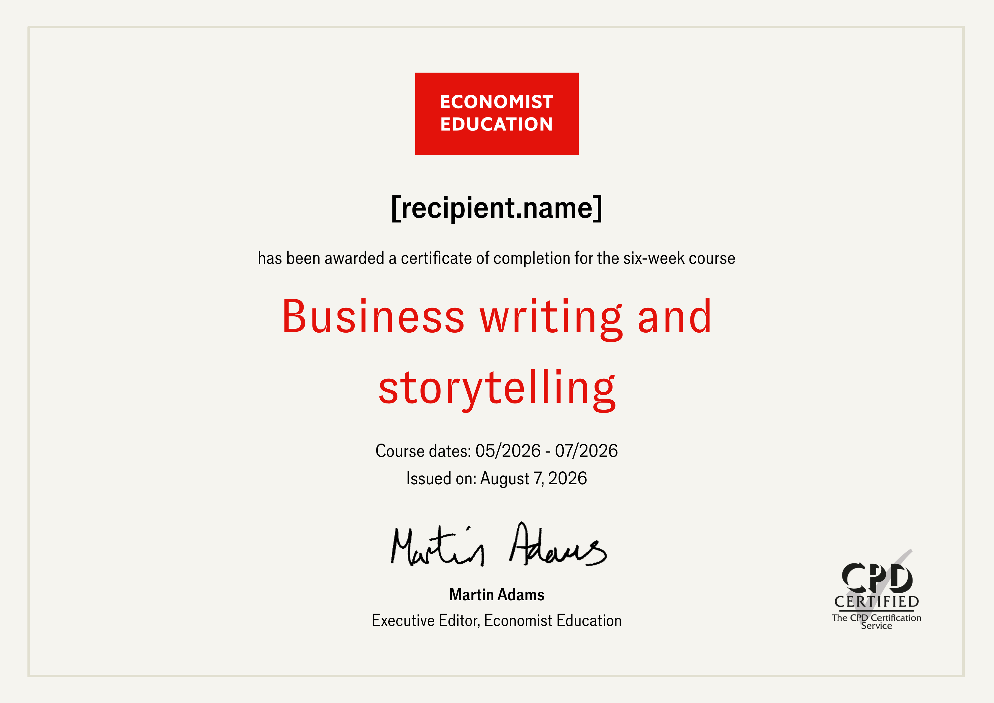 Business writing and storytelling 2026-05