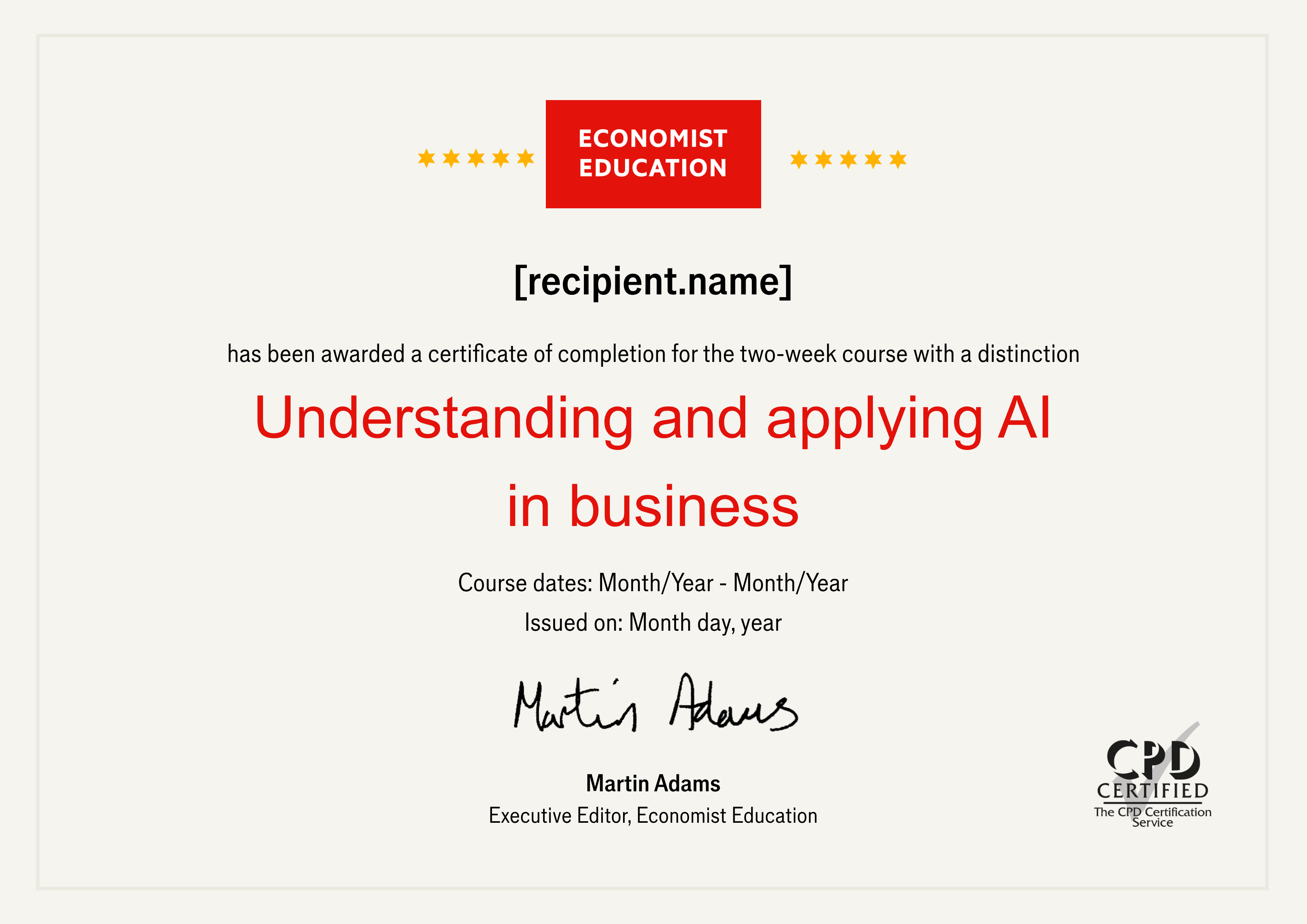 Understanding and applying AI in business with distinction 2027-03