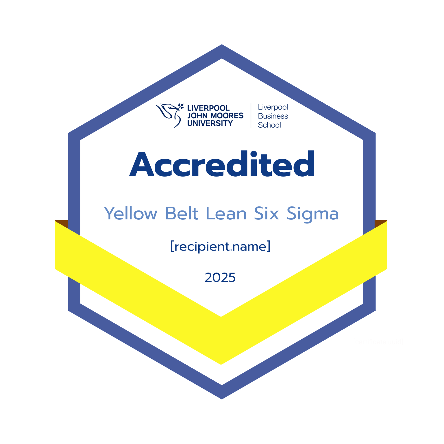 Yellow Belt Lean Six Sigma Accredited badge