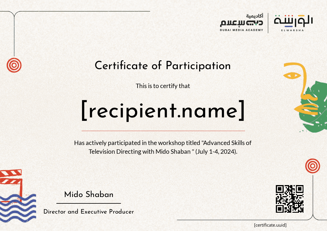 Advanced Skills of Television Directing (July 1-4, 2024) certificate