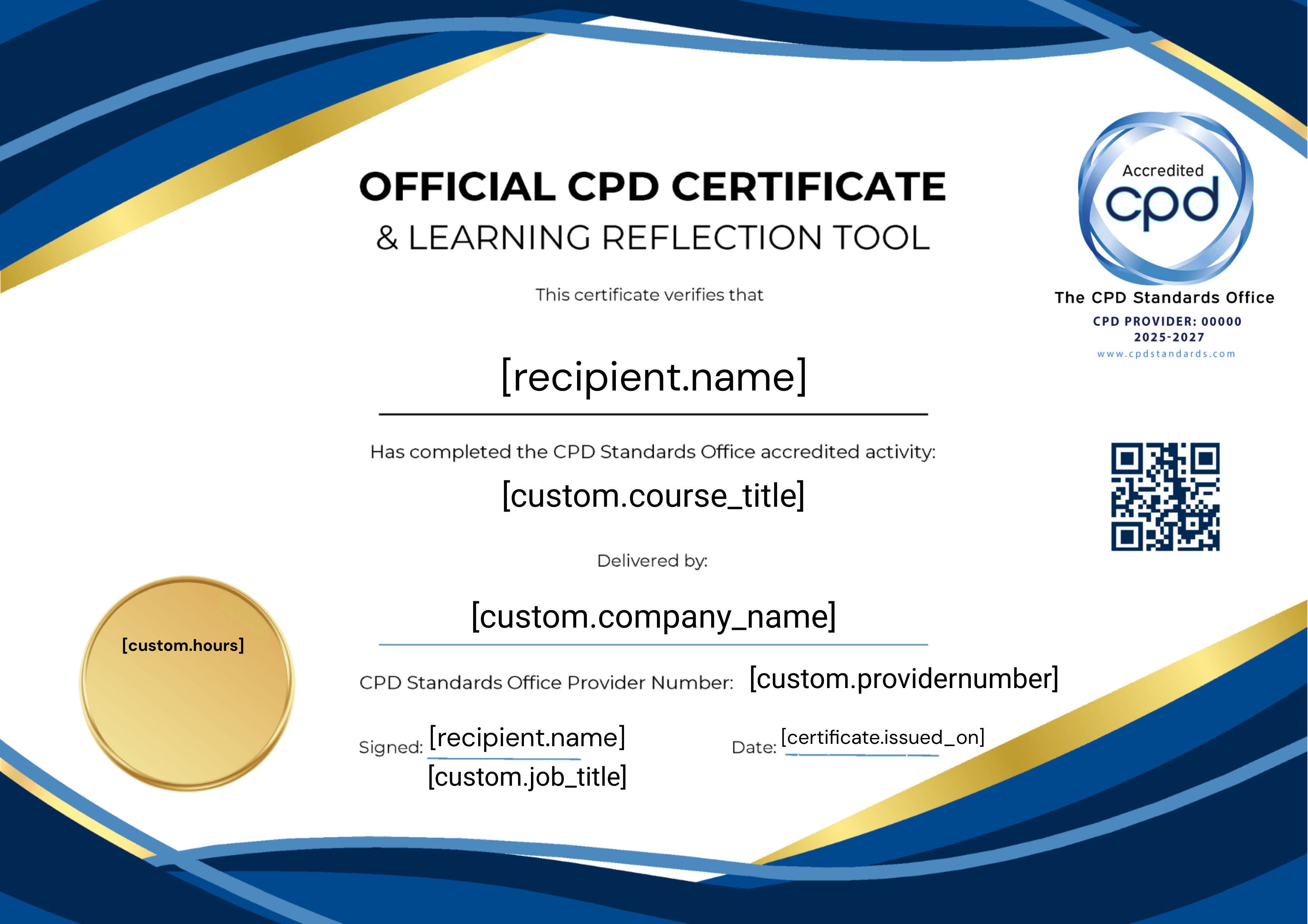 CPD Accredited Training Providers certificate