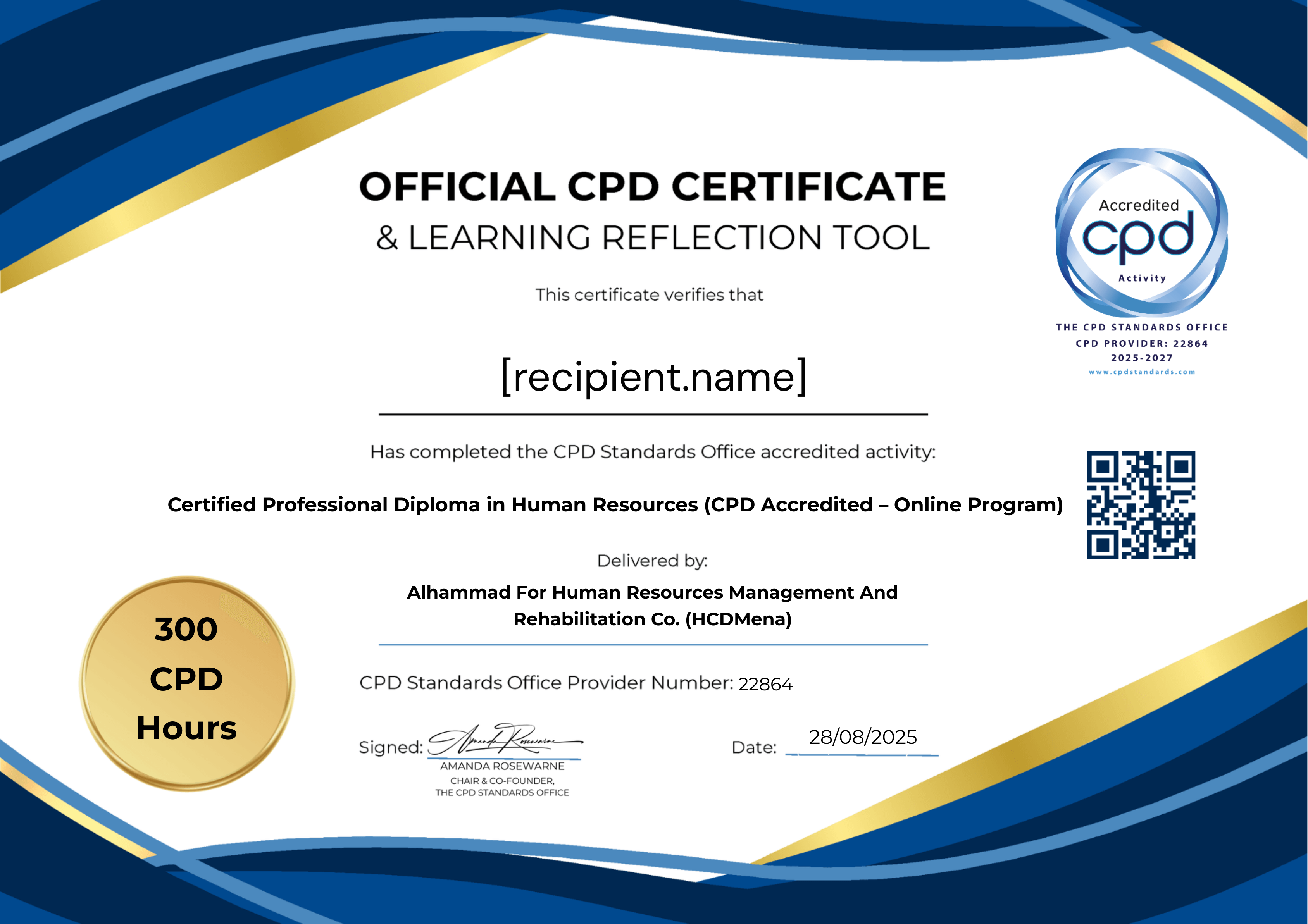 CPD Certificate - Professional HR Diploma certificate