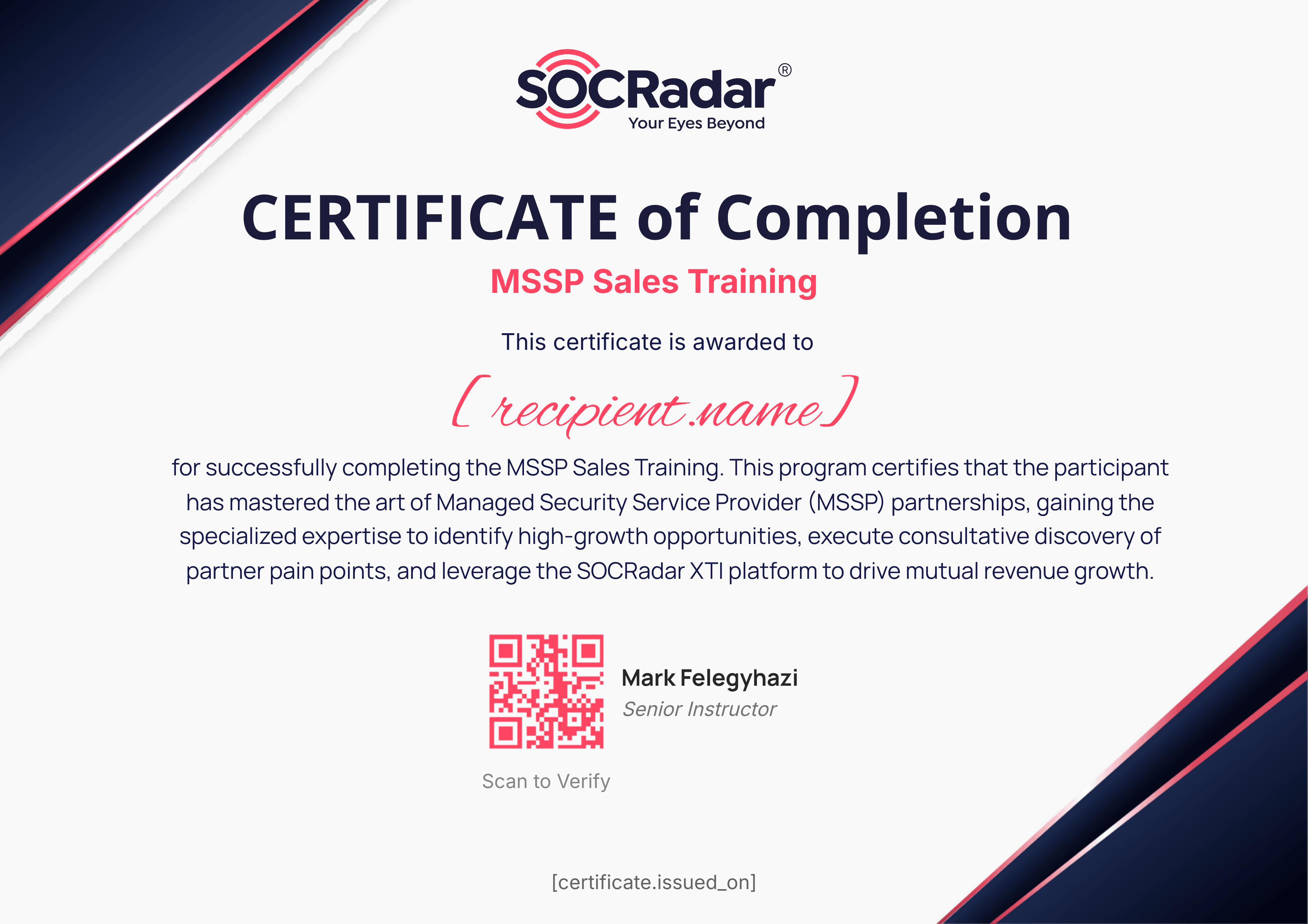MSSP Sales Training certificate