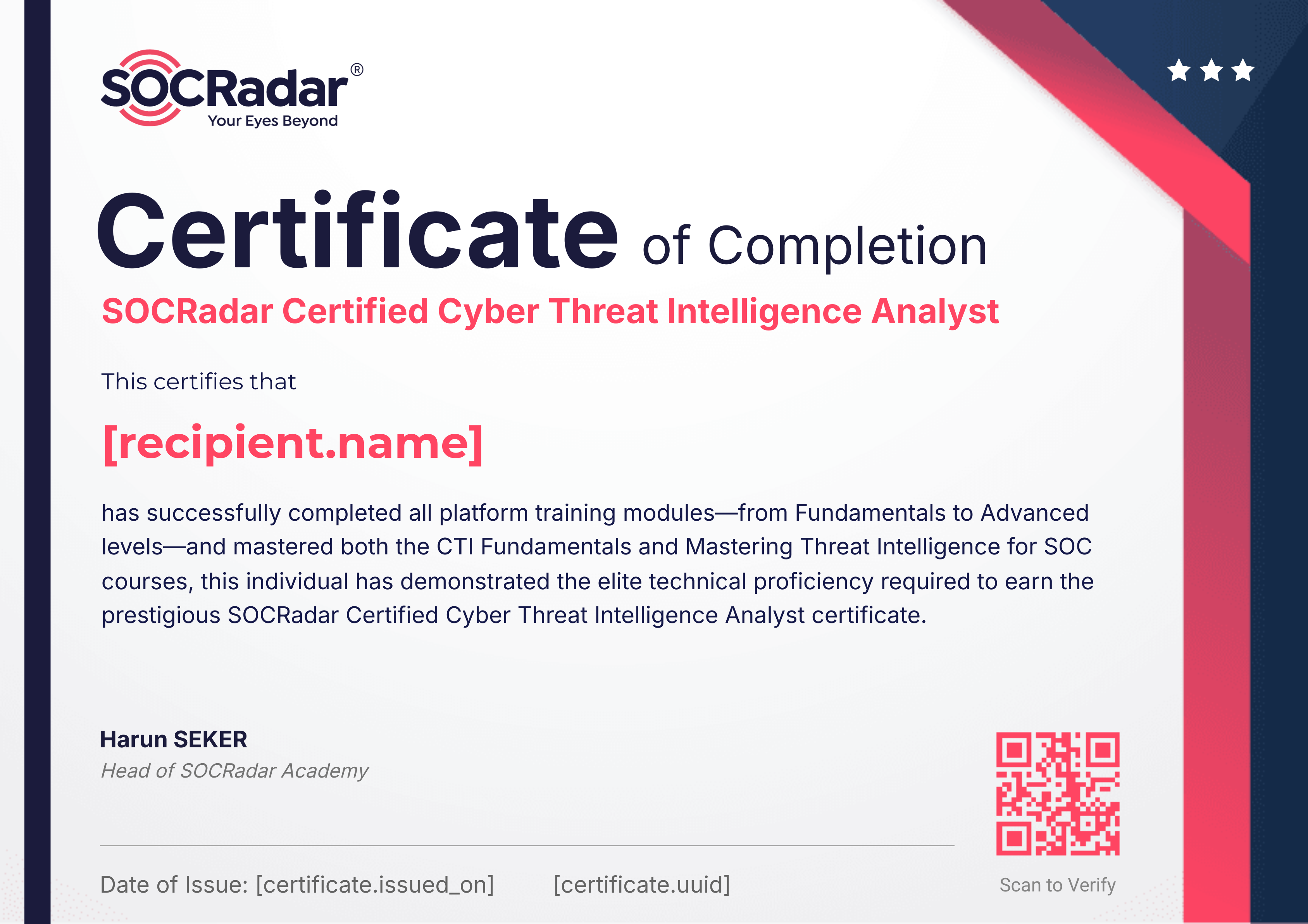 SOCRadar Certified Cyber Threat Intelligence Analyst certificate thumbnail