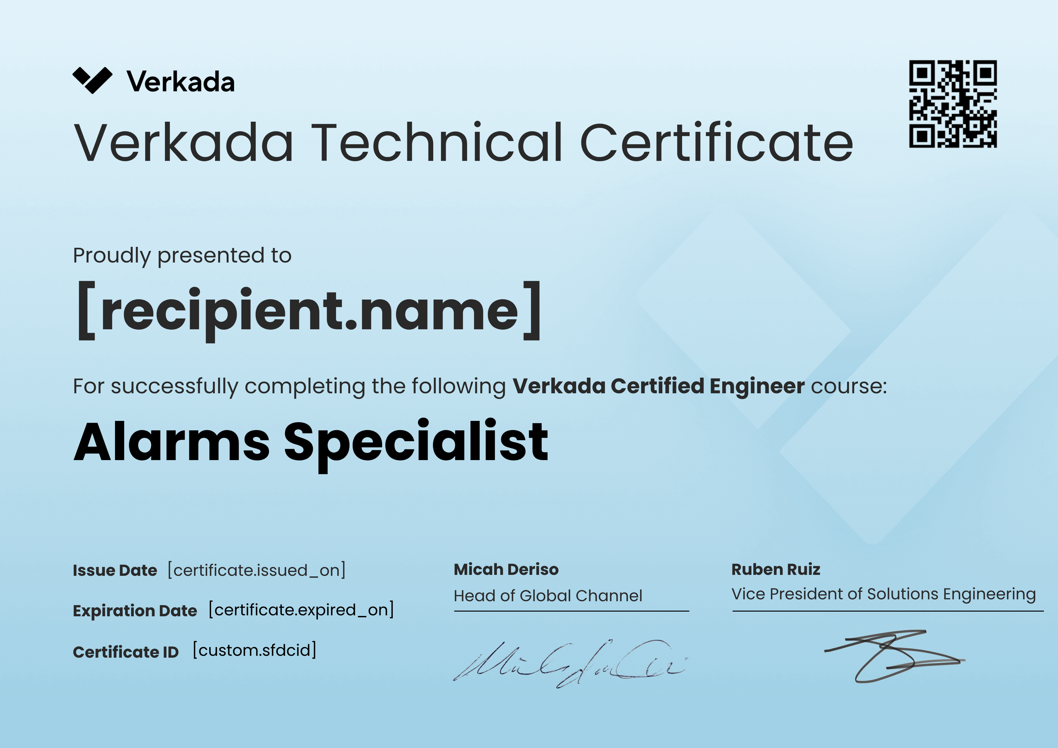 VCE - Alarms Specialist certificate