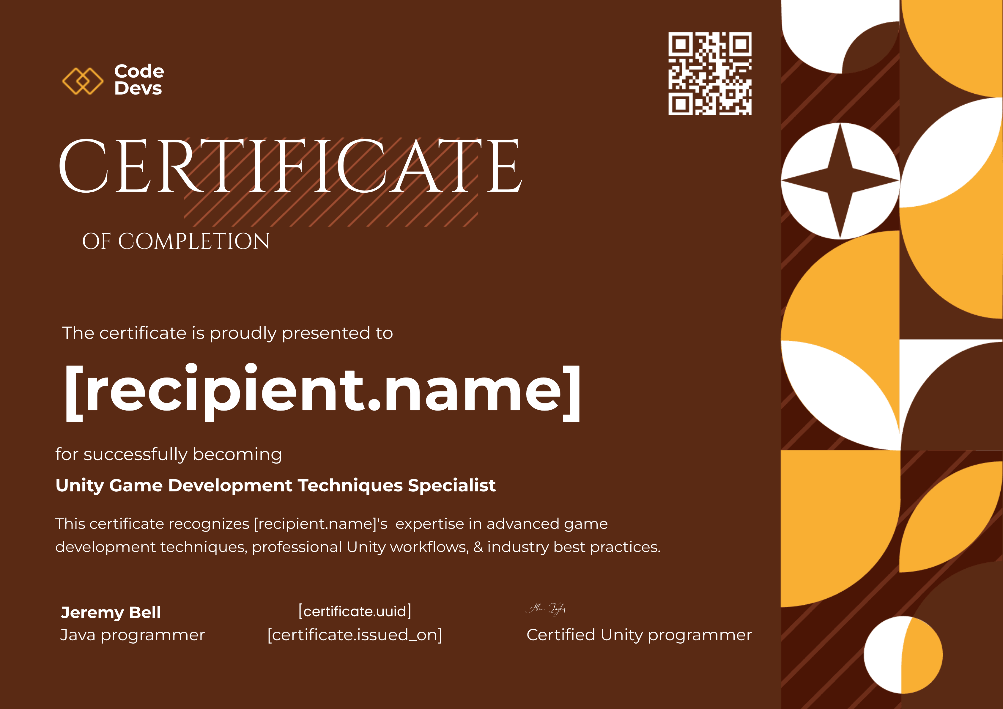 Unity Game Development Techniques Specialist certificate