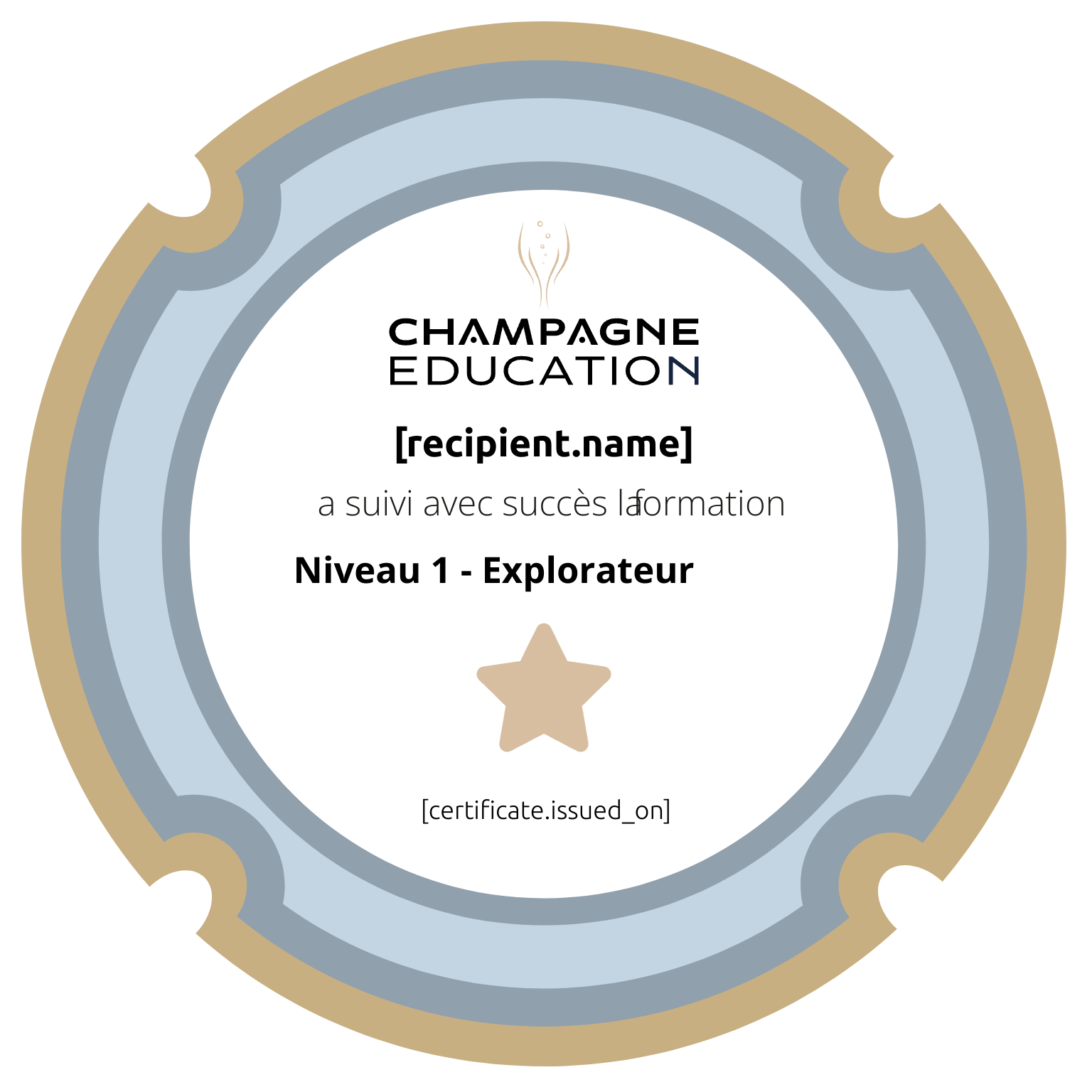 Champagne Education Niveau 1 - Explorateur badge