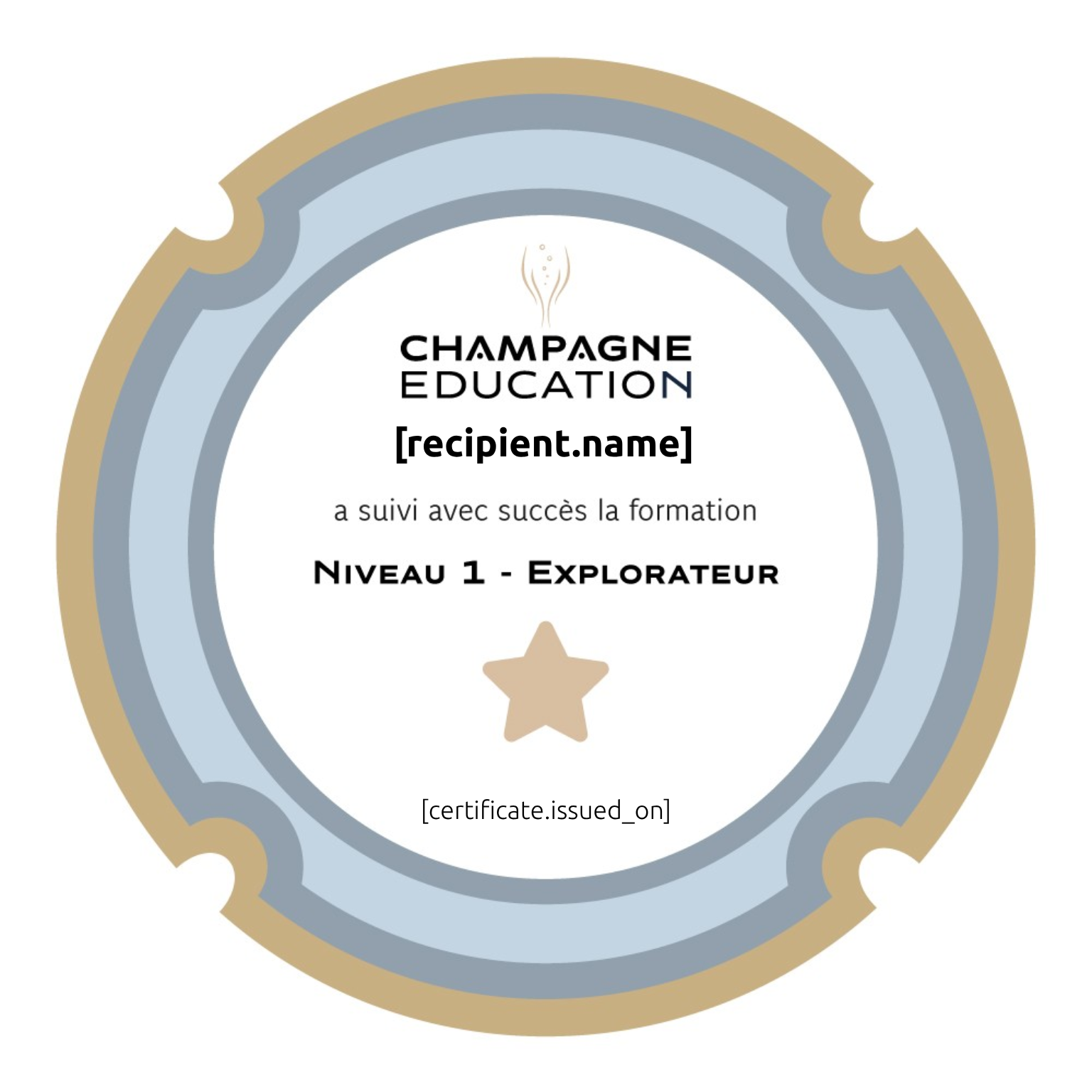 Champagne Education Niveau 1 - Explorateur badge