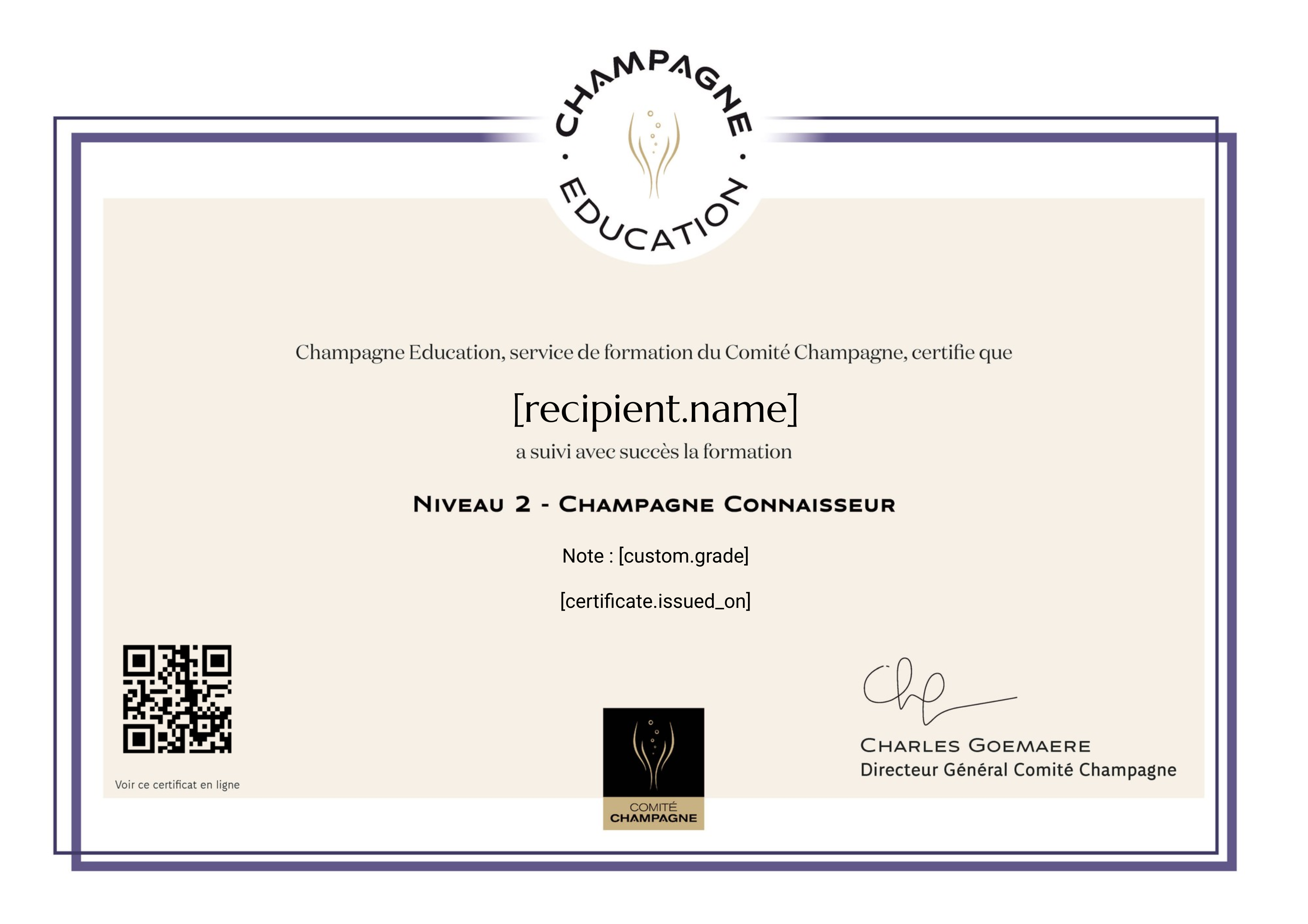 Champagne Education Niveau 2 - Connaisseur certificate