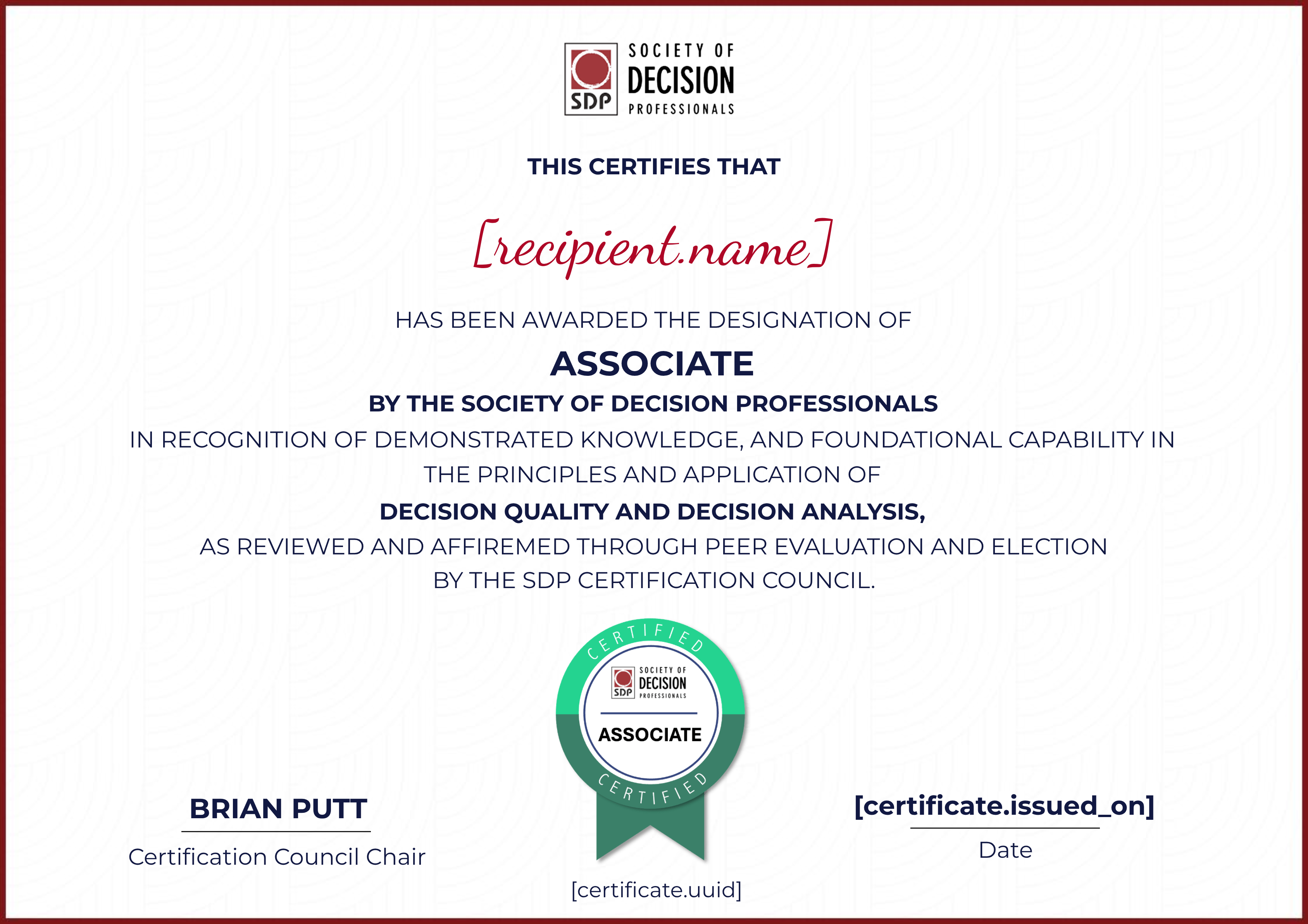 Associate certificate