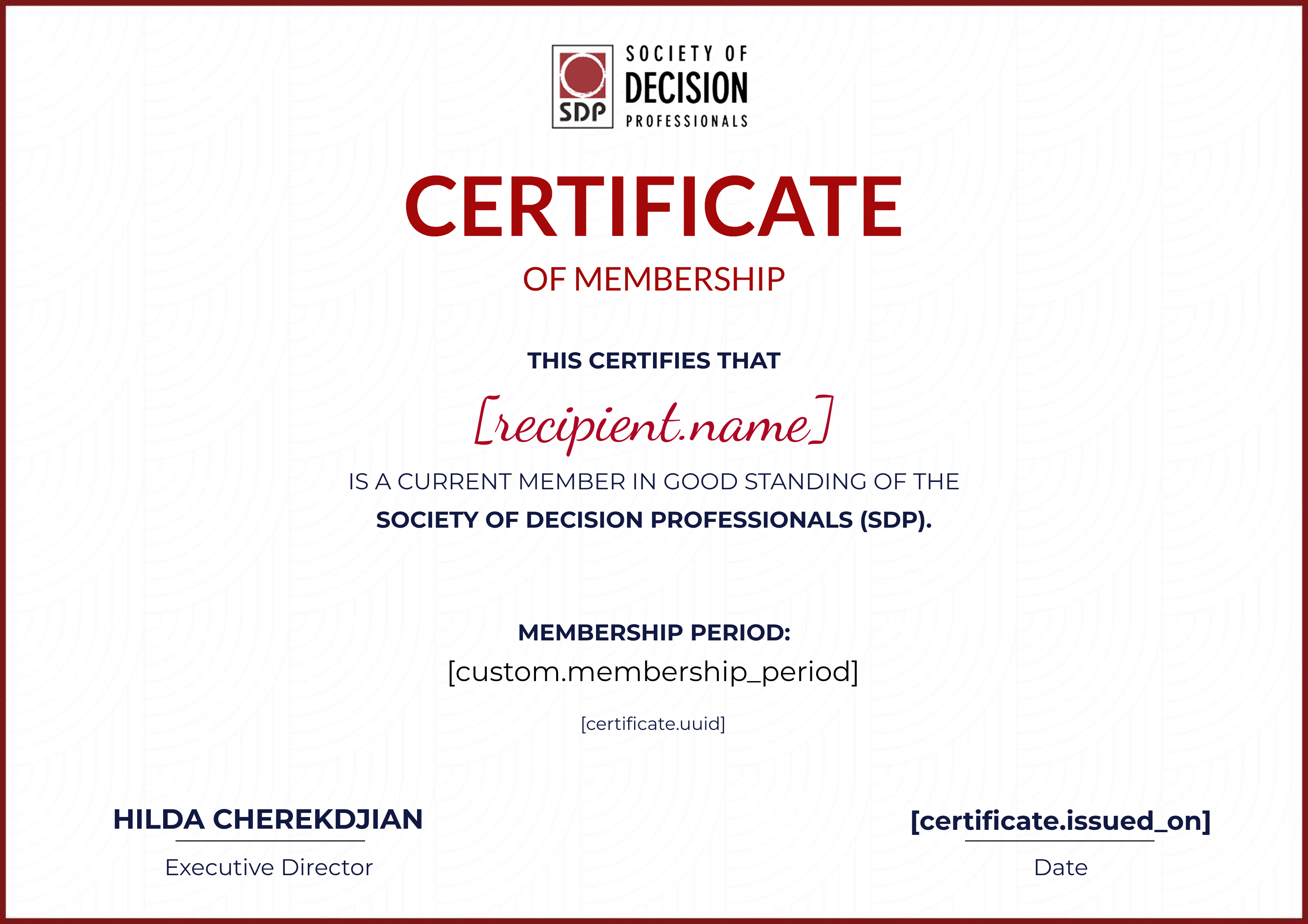 SDP Member certificate