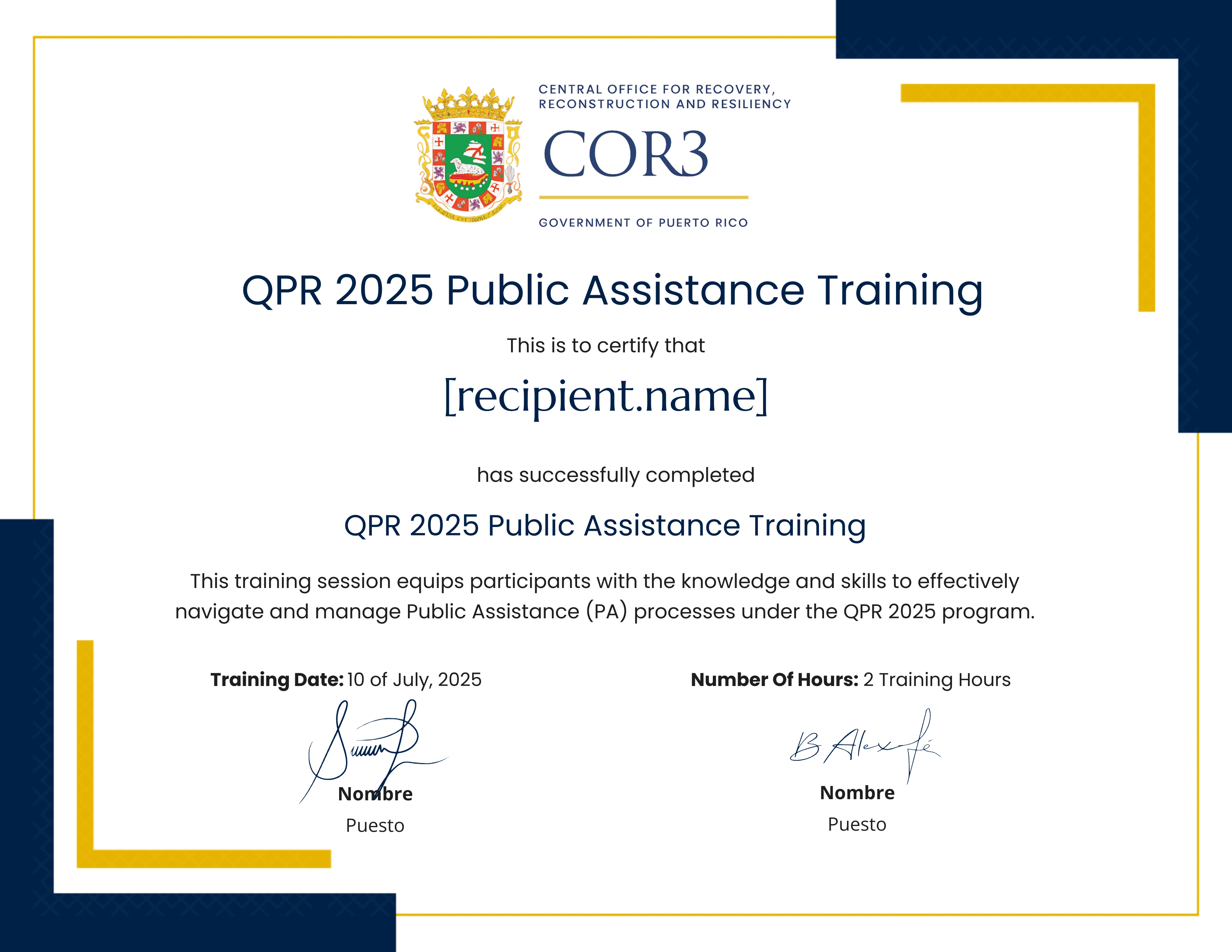 QPR - PA certificate