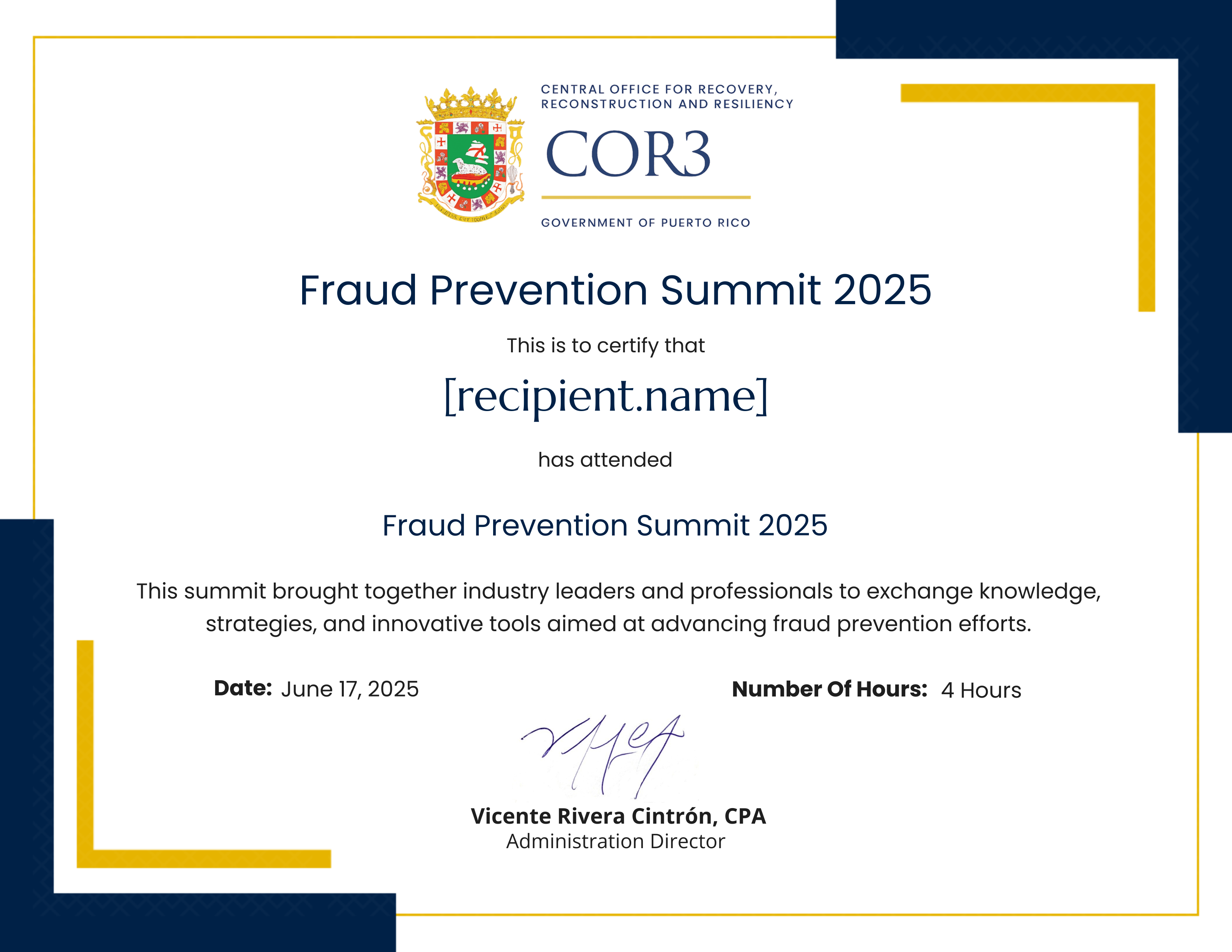 FWA Summit 2025 certificate