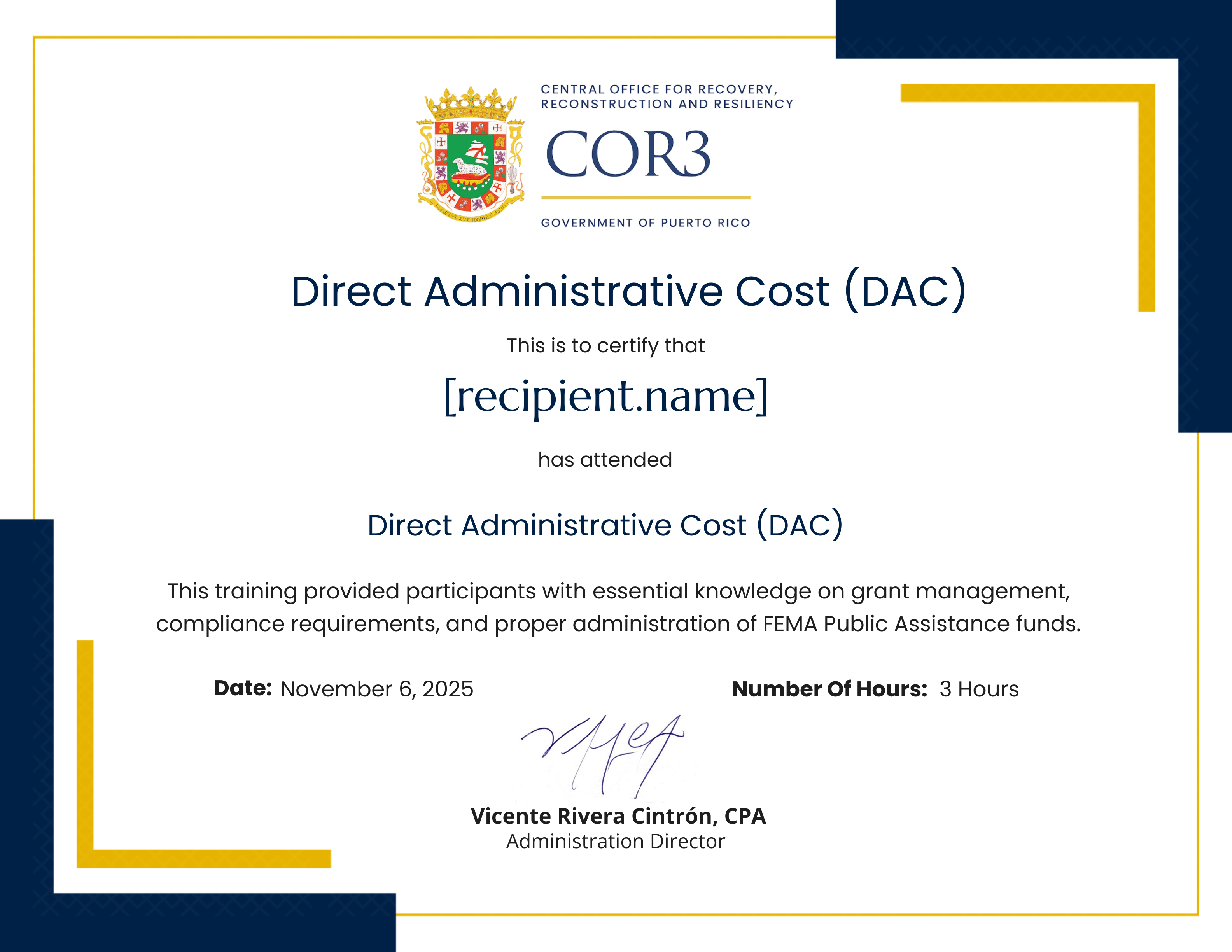 DAC - CAT Z certificate