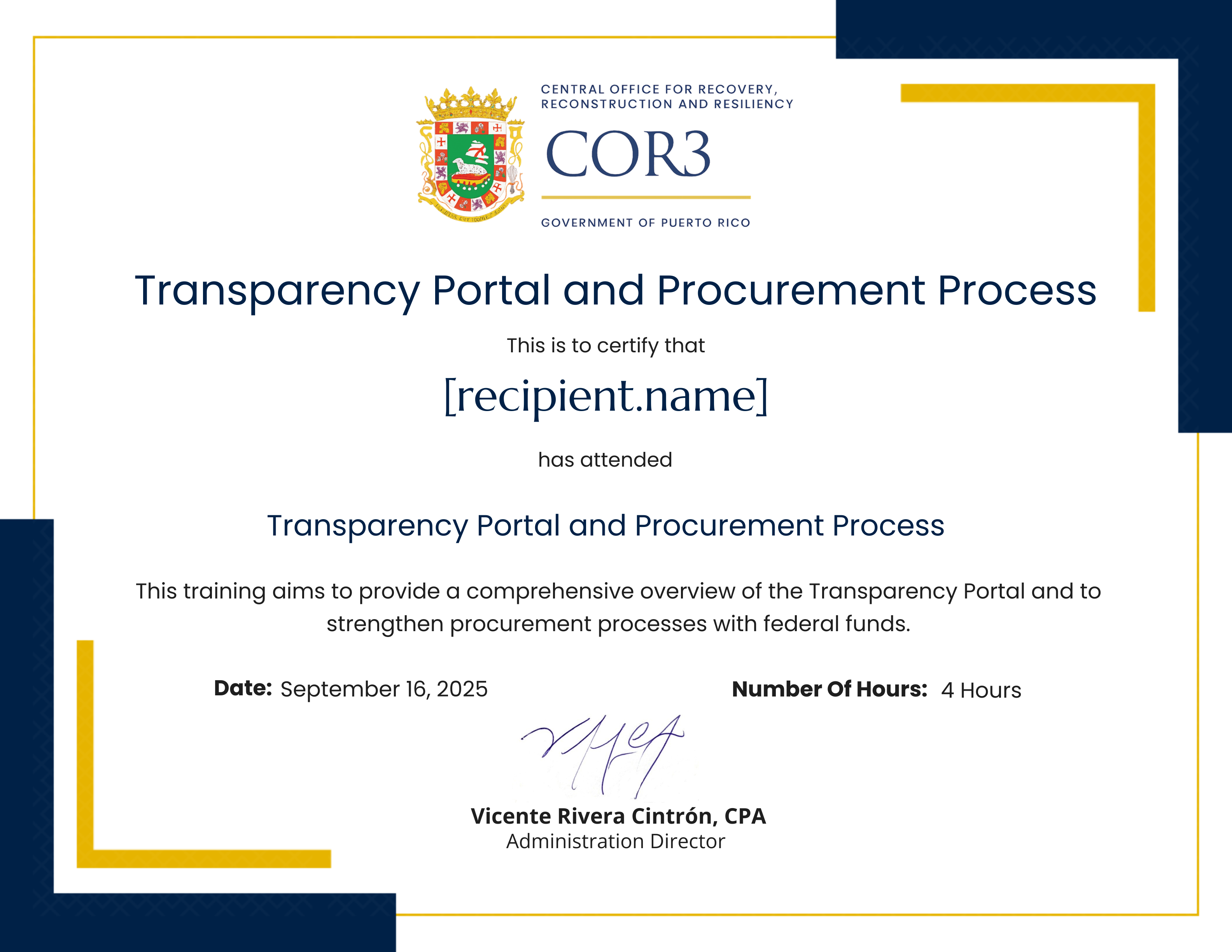 TP & Procurement certificate