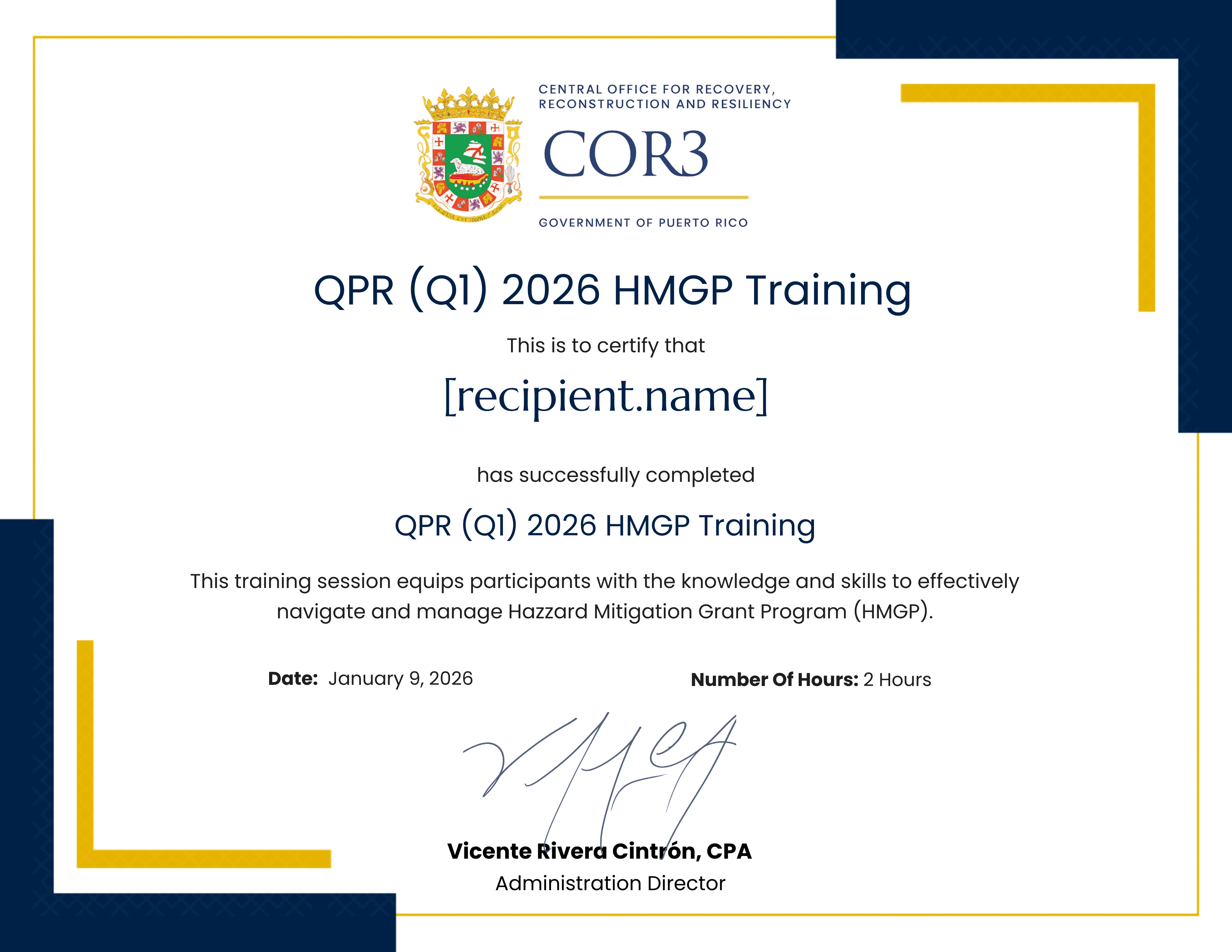 QPR - HMGP certificate