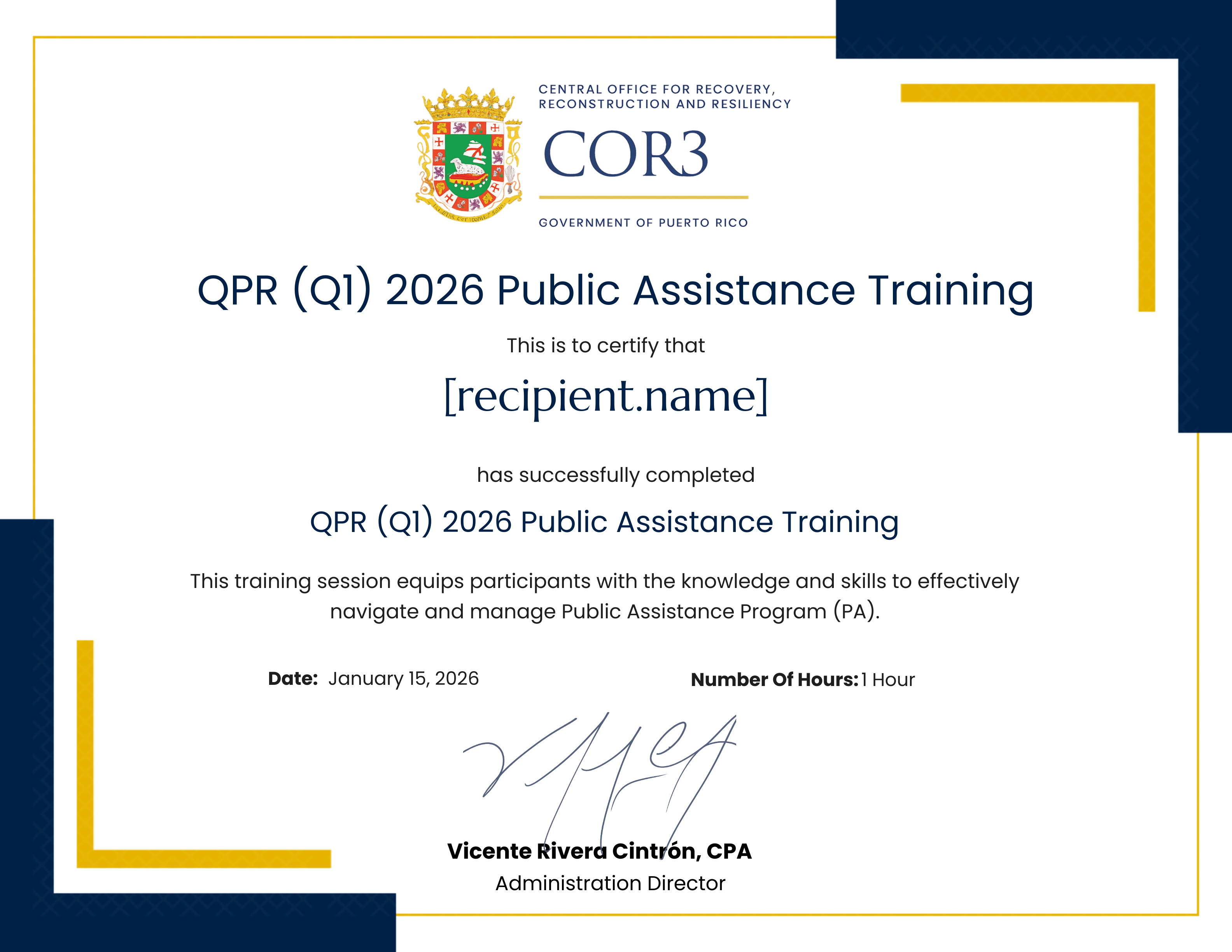 QPR - PA certificate