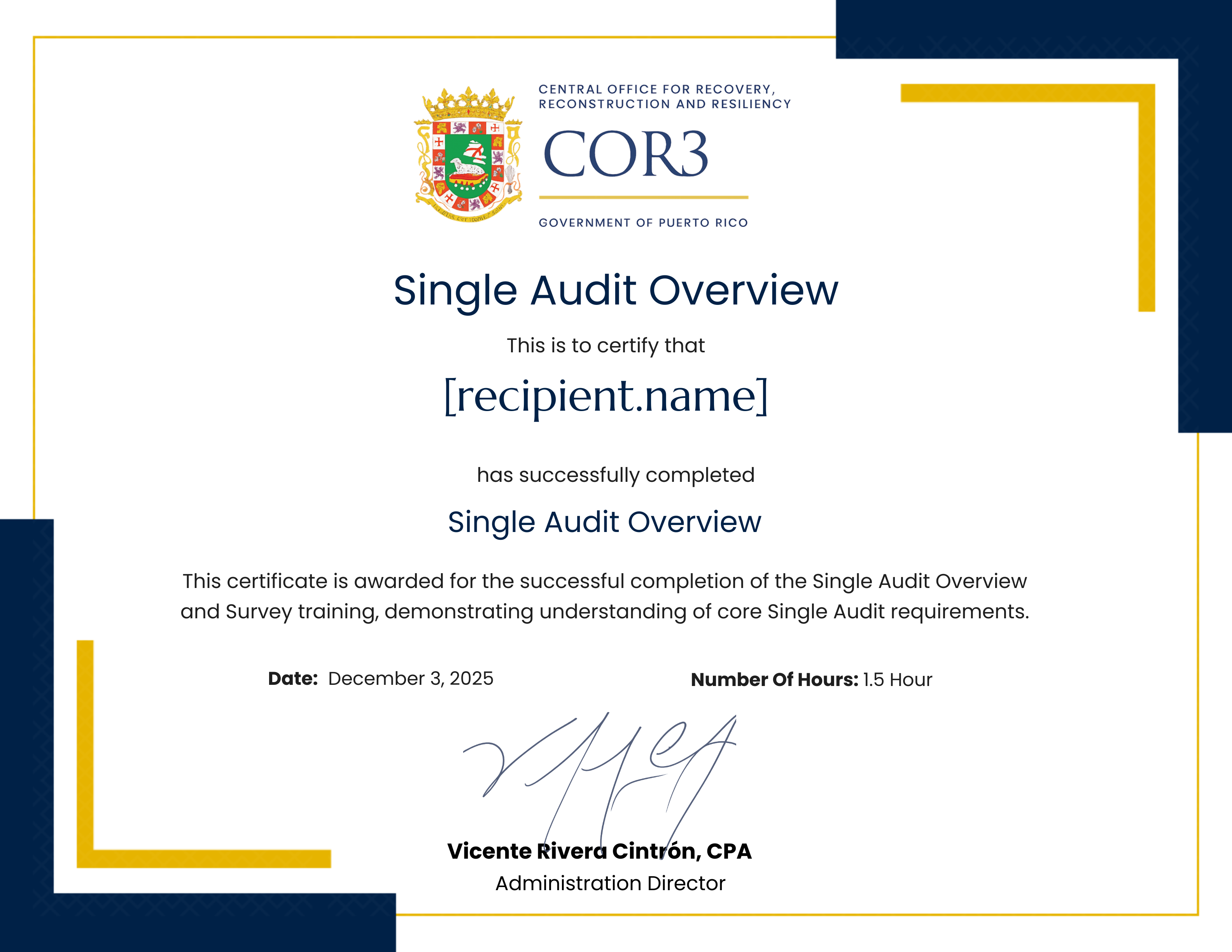Single Audit Overview certificate