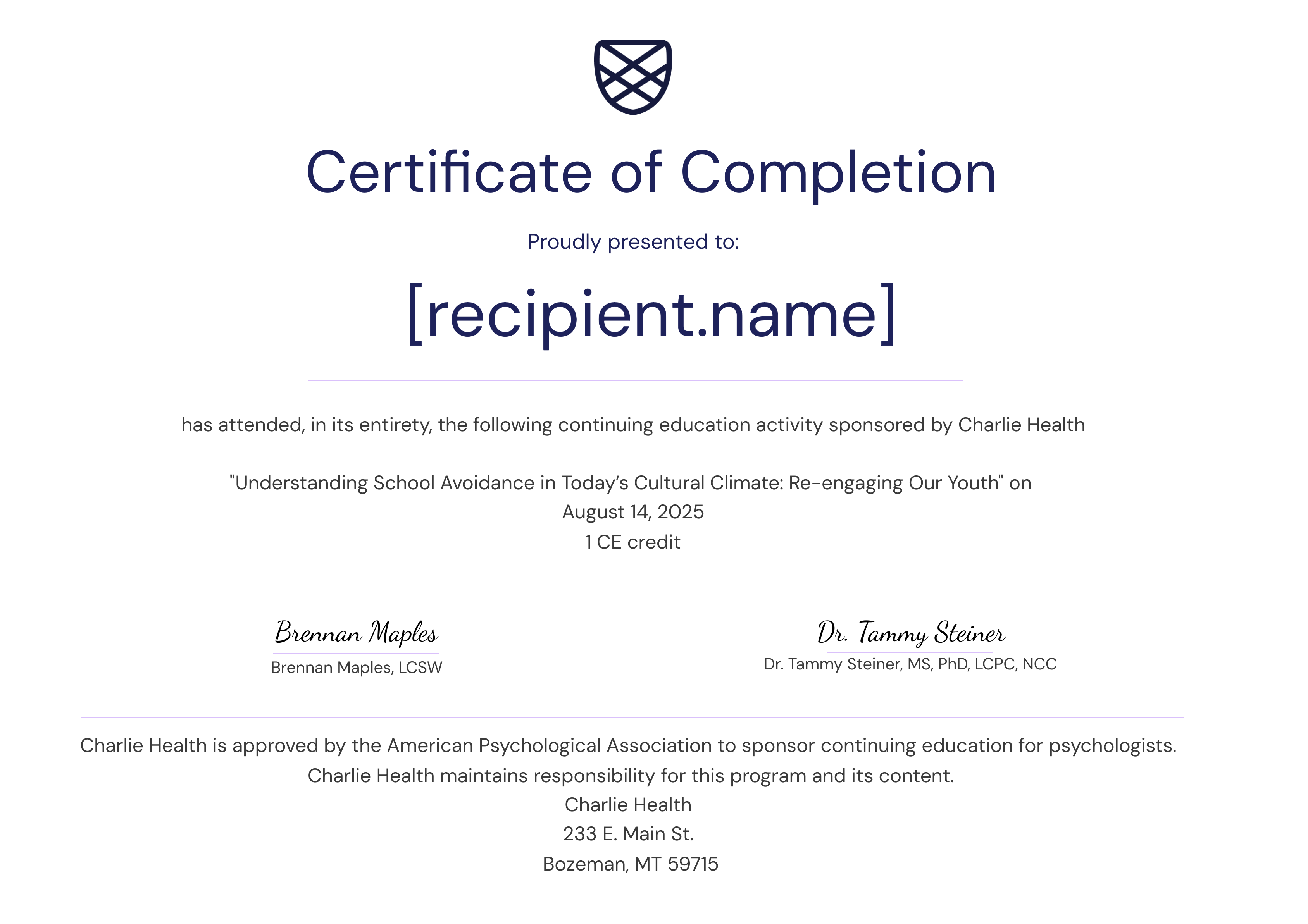 APA_School Avoidance_08.14.25 certificate