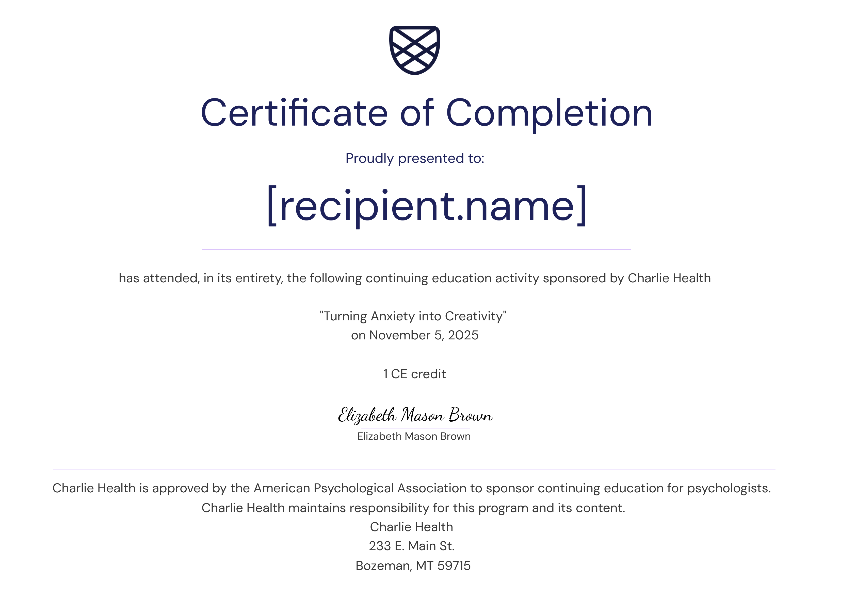 APA_Turning Anxiety into Creativity_11.05.25 certificate