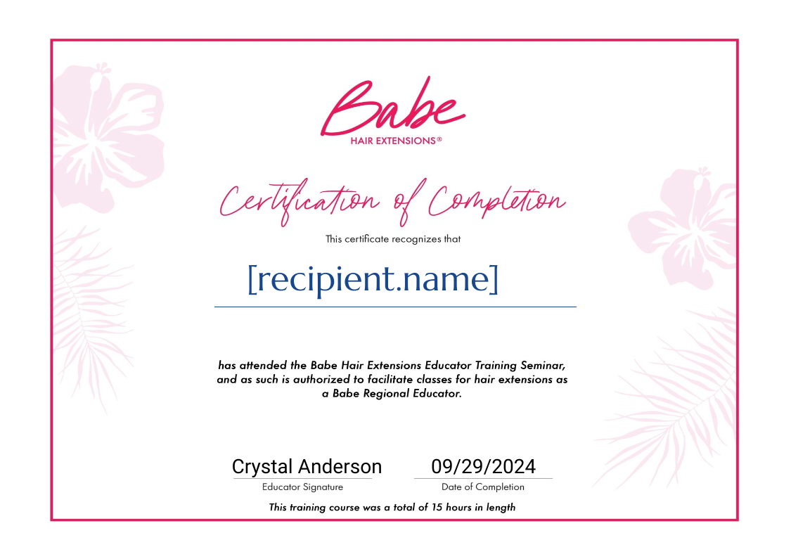 Instructor Cert Capitol Beauty School 9/29/24 certificate