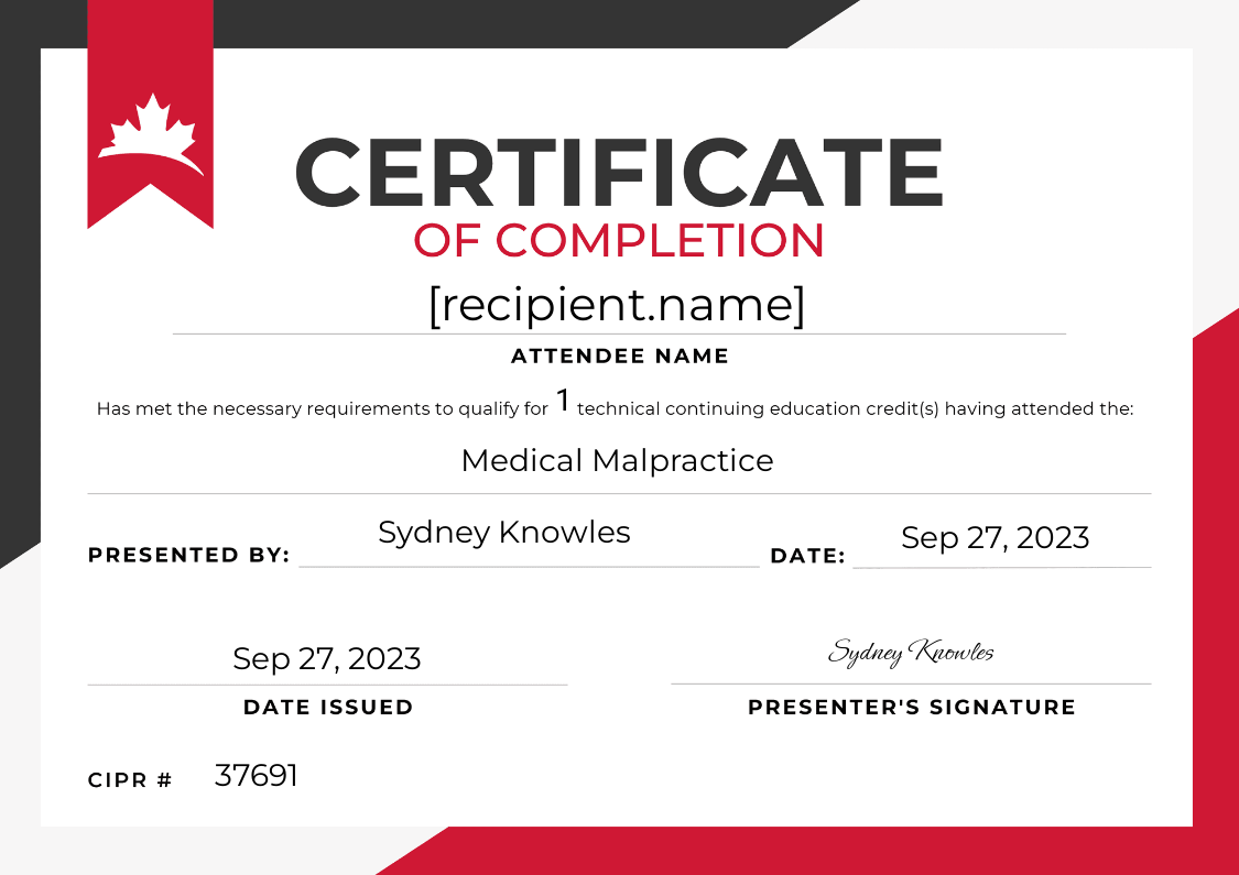 Cansure - Medical Malpractice  certificate