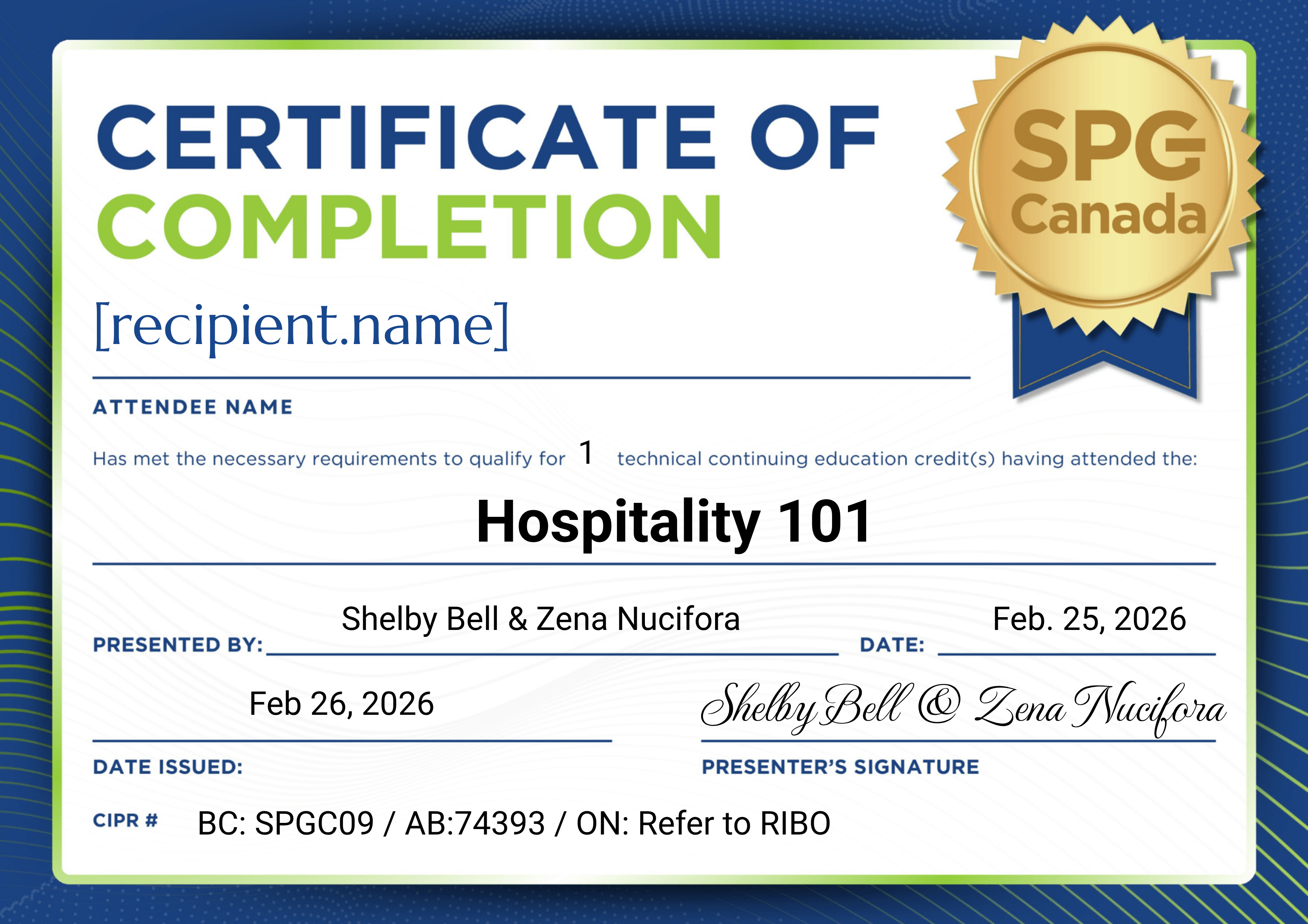 Hospitality 101 Webinar Hosted by SPG Canada for Brokerlink S2 certificate