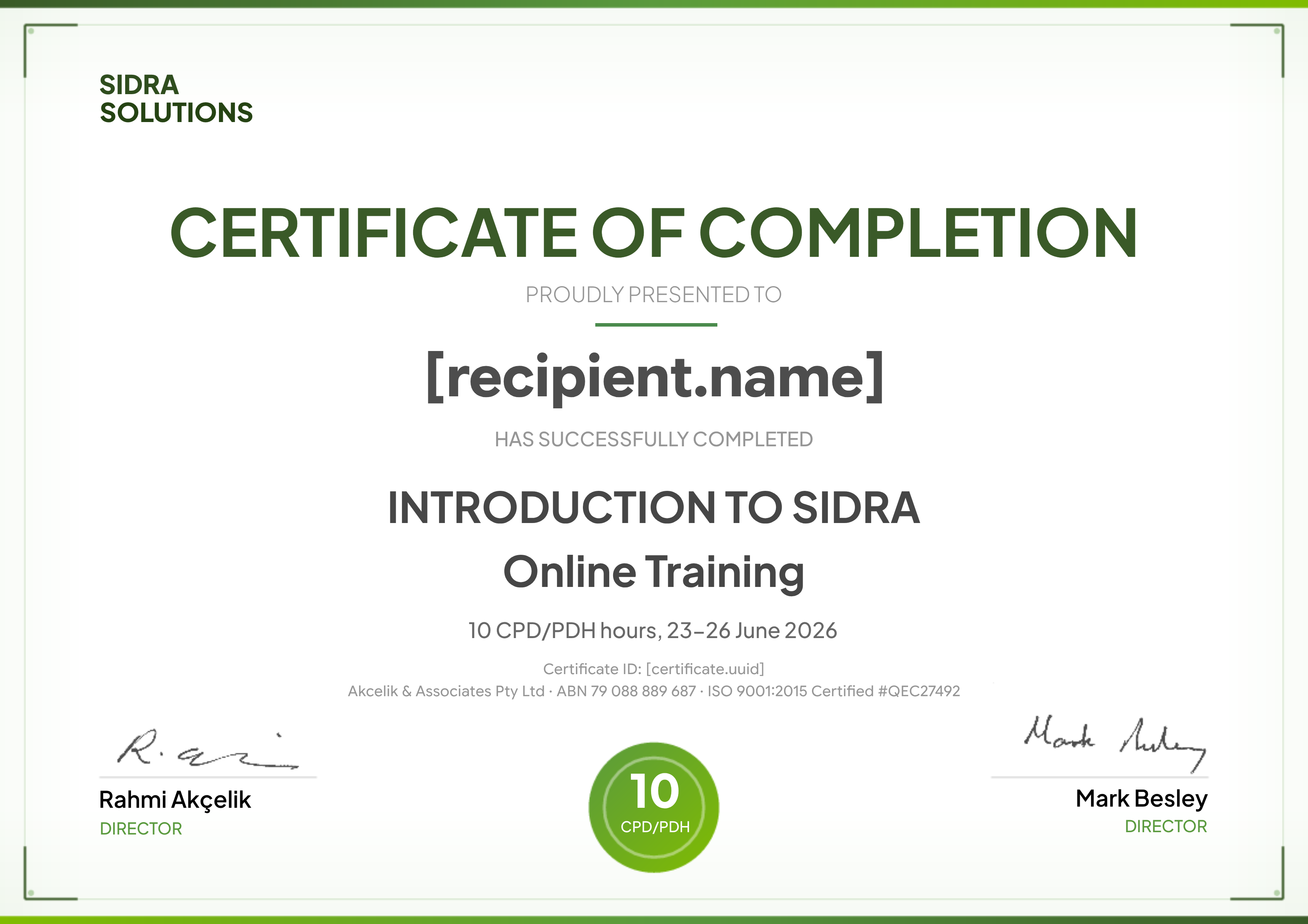 TE168 - INTRODUCTION TO SIDRA - 23-26 June 2026