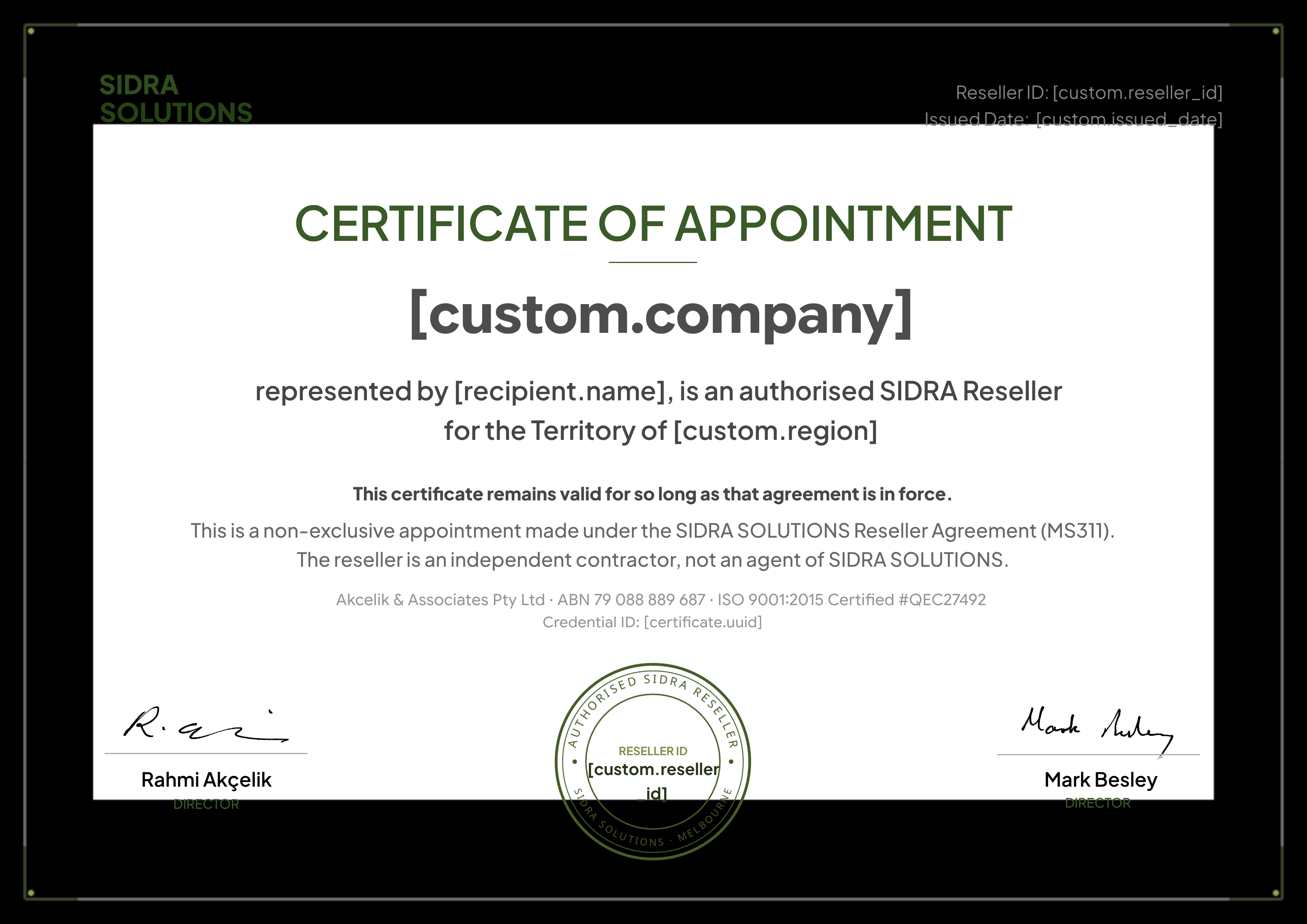 Reseller Certificate