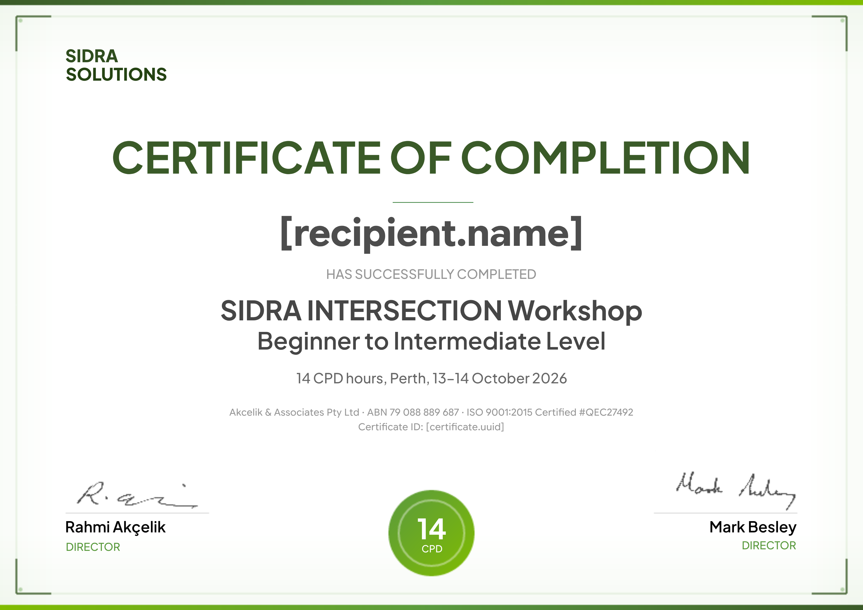 TW035 - SIDRA Beginner to Intermediate Workshop - 13-14 October 2026