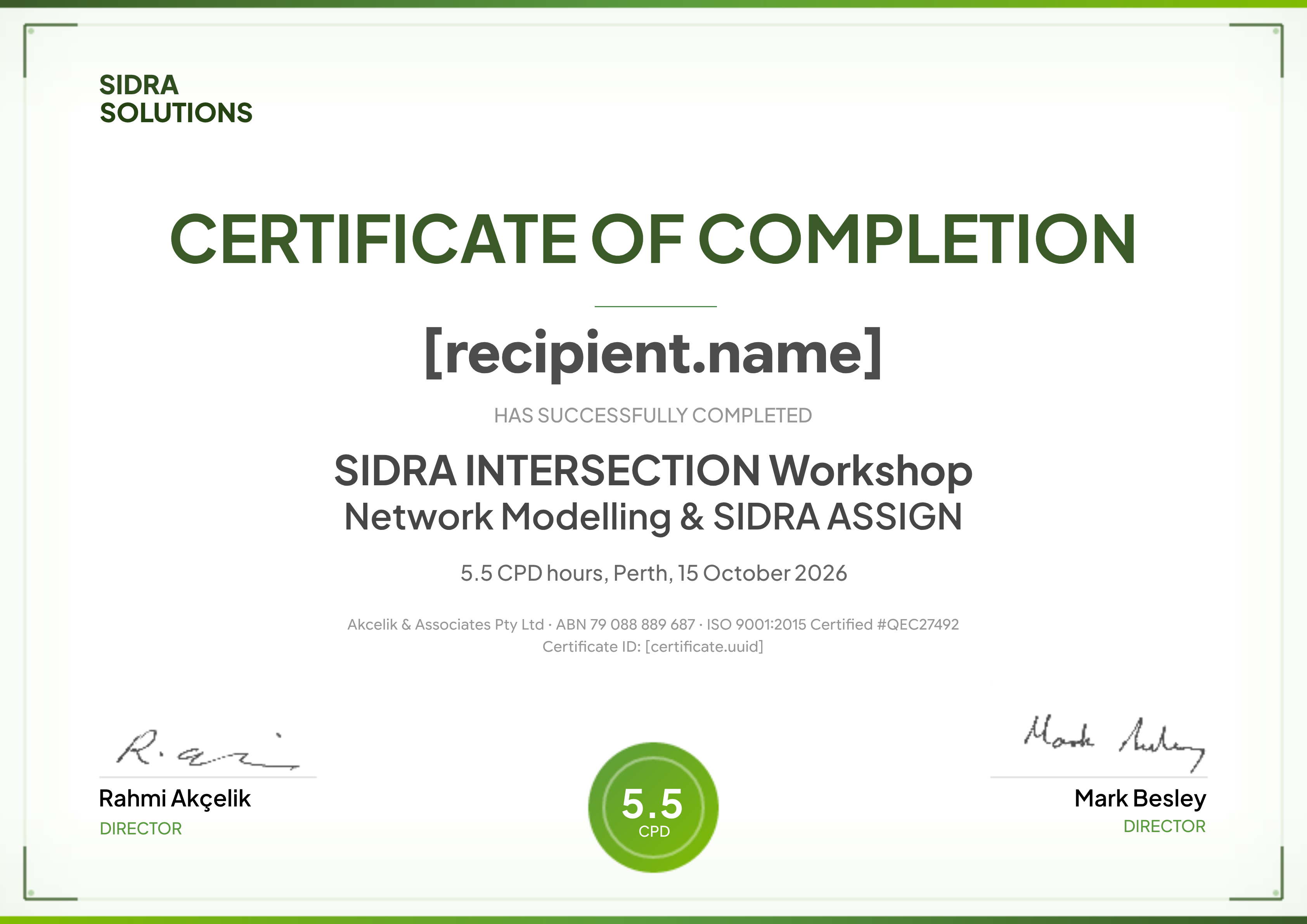 TW036 - Network Modelling & SIDRA ASSIGN Workshop - 15 October 2026