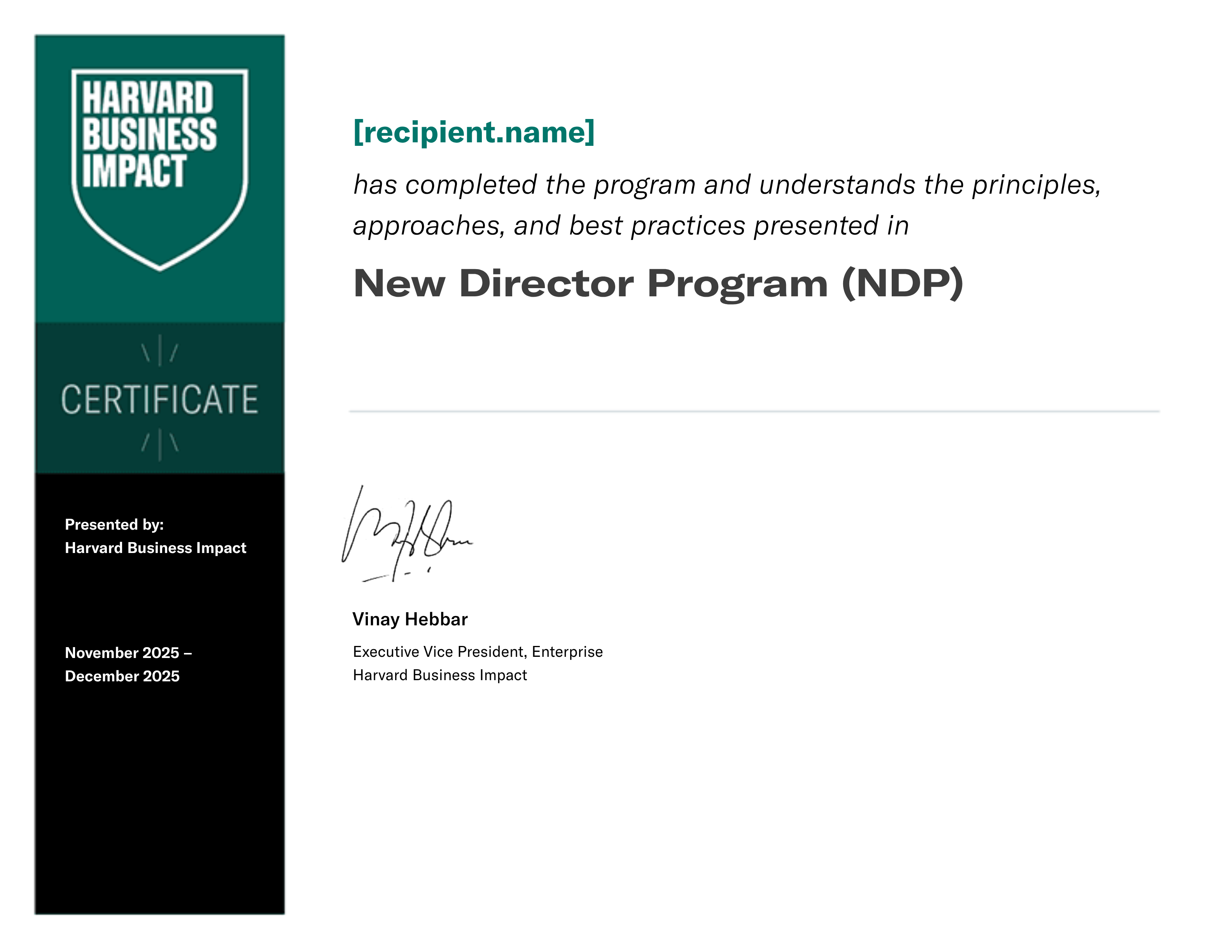 New Director Program (NDP) certificate