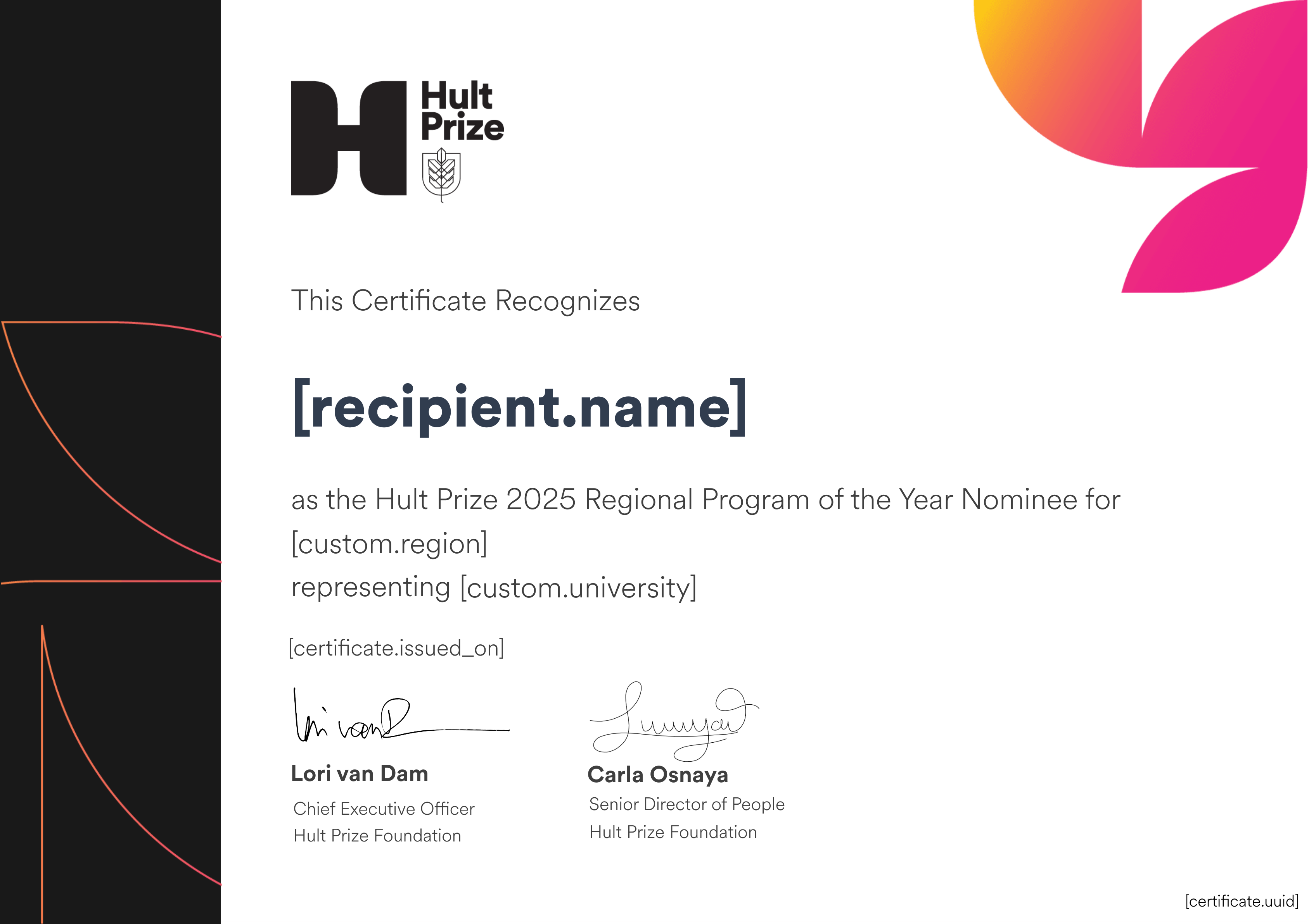 Nominees Community Awards certificate
