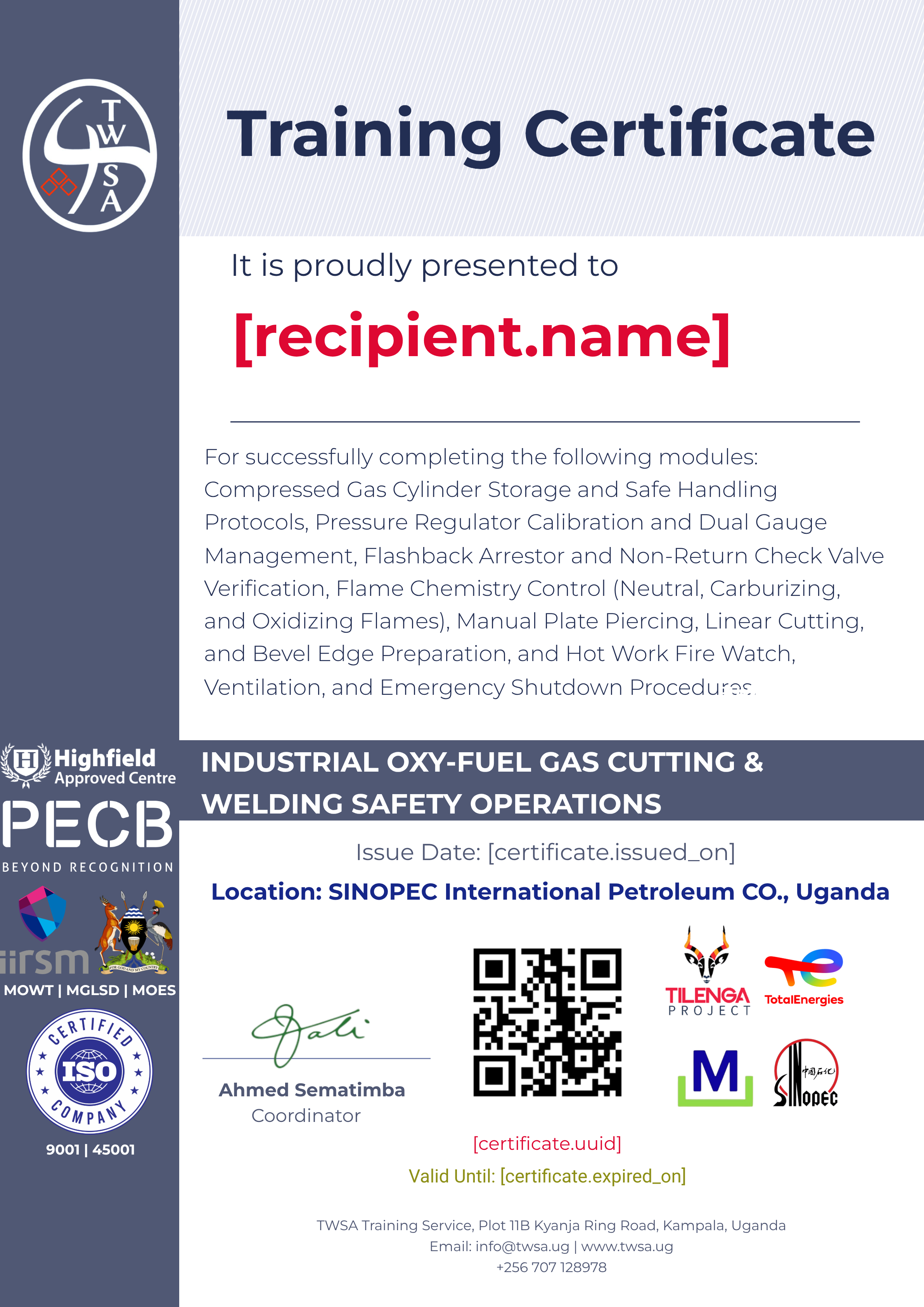 INDUSTRIAL OXY-FUEL GAS CUTTING & WELDING SAFETY OPERATIONS