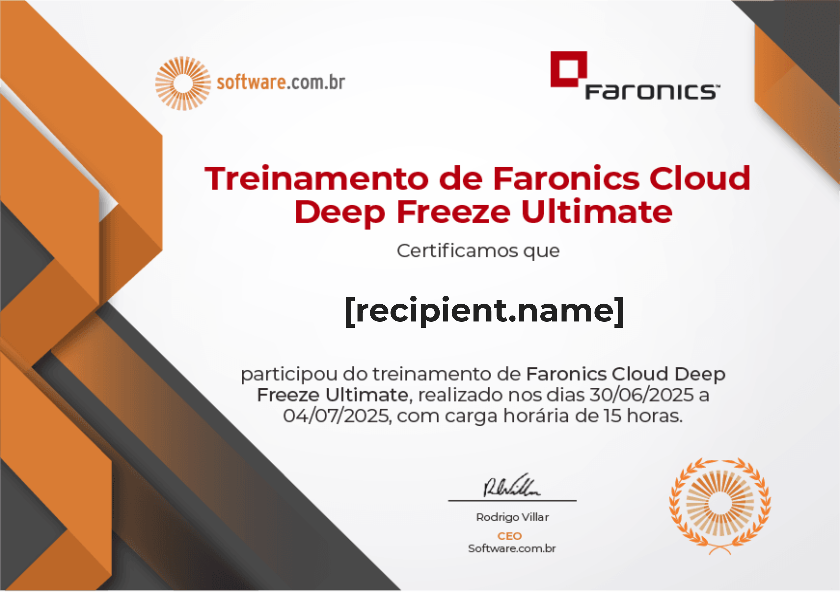 Treinamento Faronics Cloud Deep Freeze Ultimate certificate