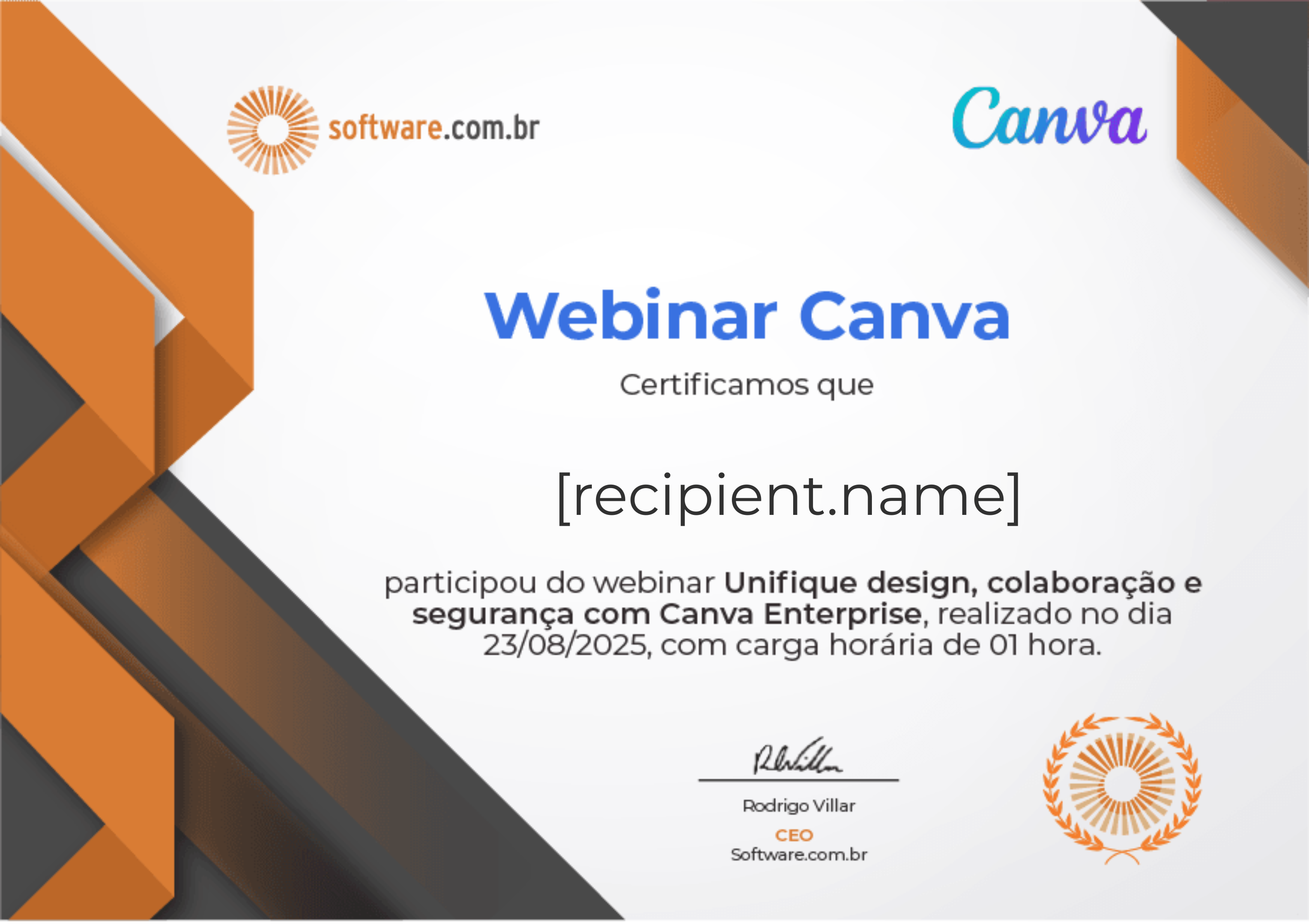 Webinar | Unifique design, colaboração e segurança com Canva Enterprise certificate