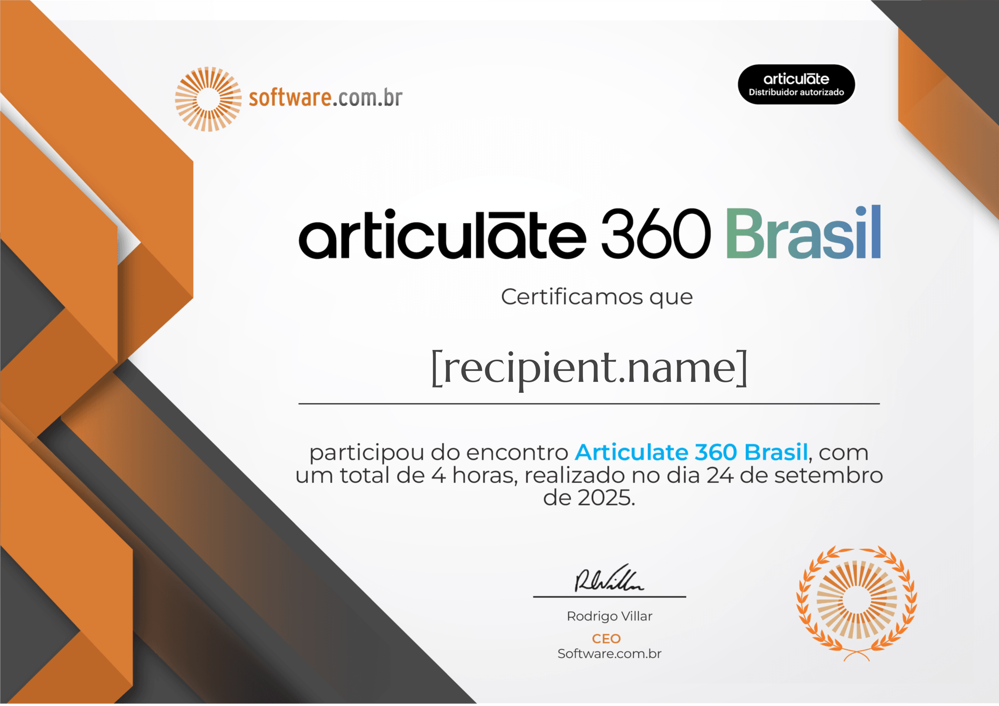 Articulate 360 Brasil 2025 certificate