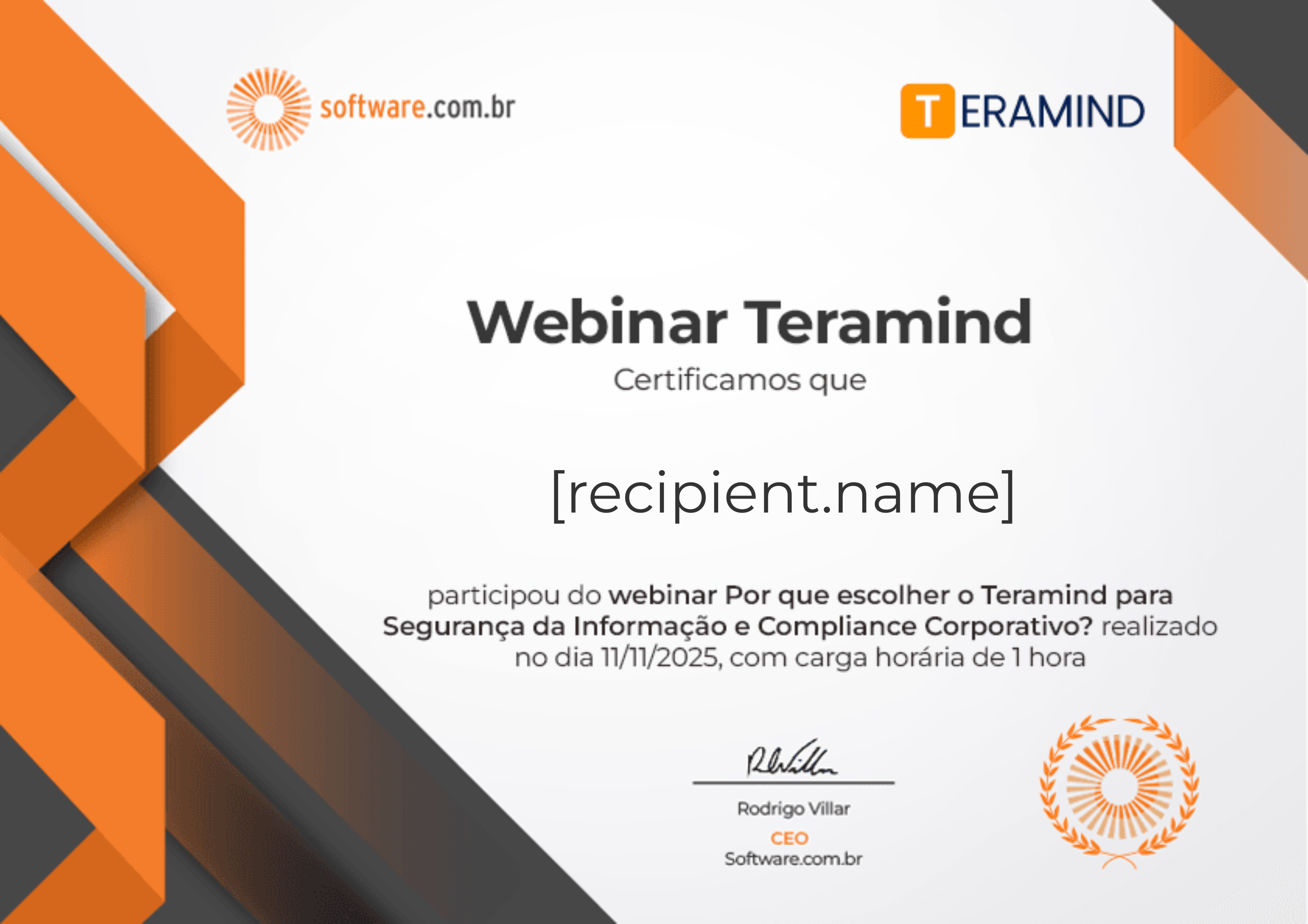 Webinar | Por que escolher o Teramind para Segurança da Informação e Compliance Corporativo? certificate